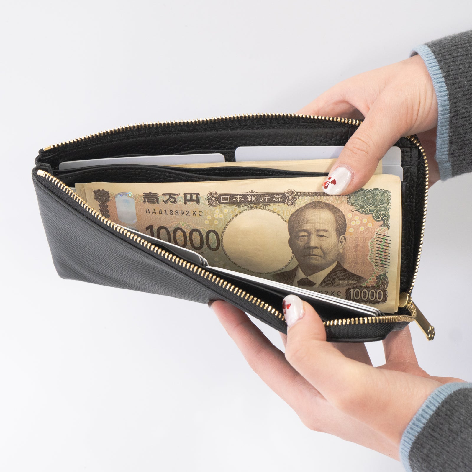 PAW L字ファスナー長財布 キュイール・マッシュ / ブラック