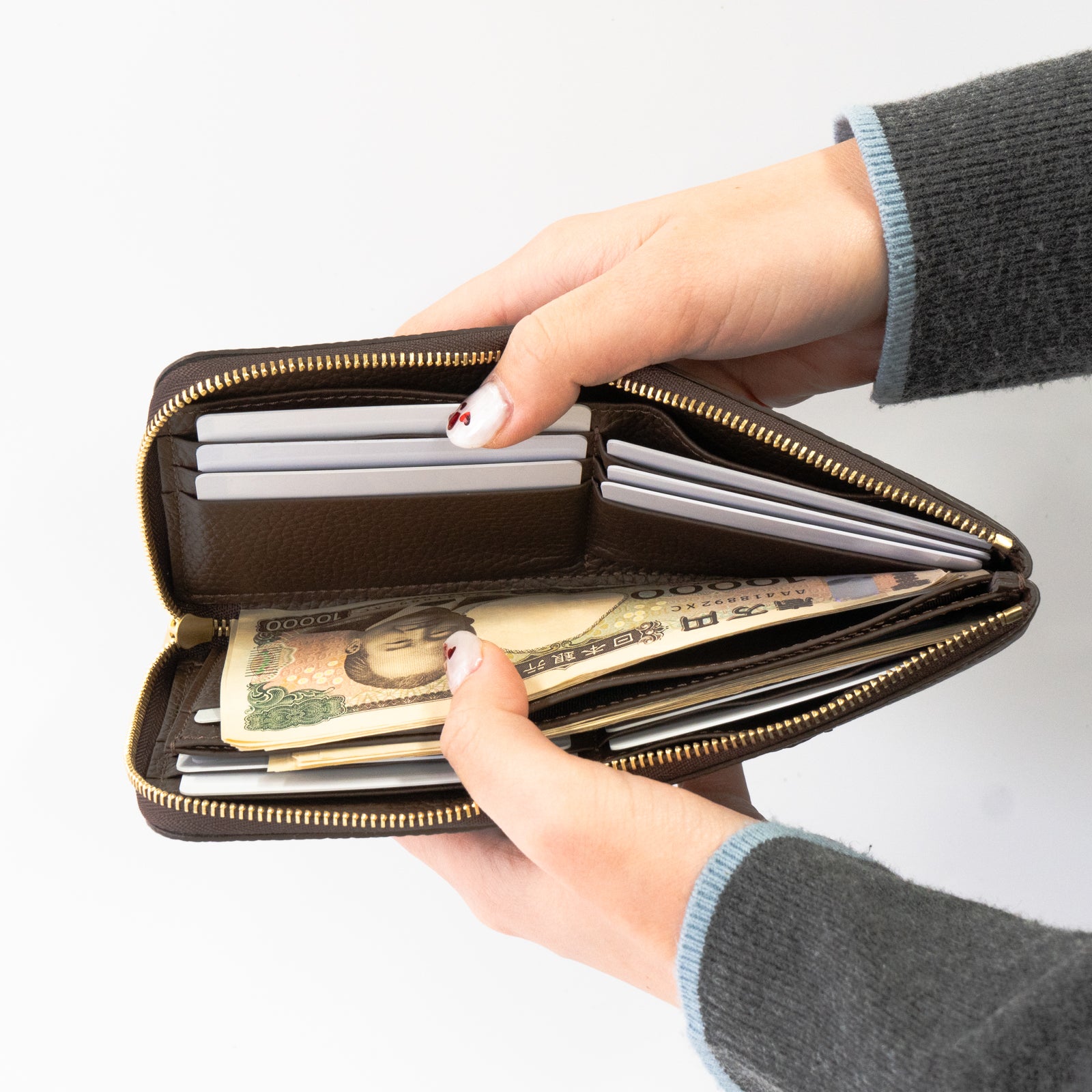 PAW L字ファスナー長財布 キュイール・マッシュ / チョコ