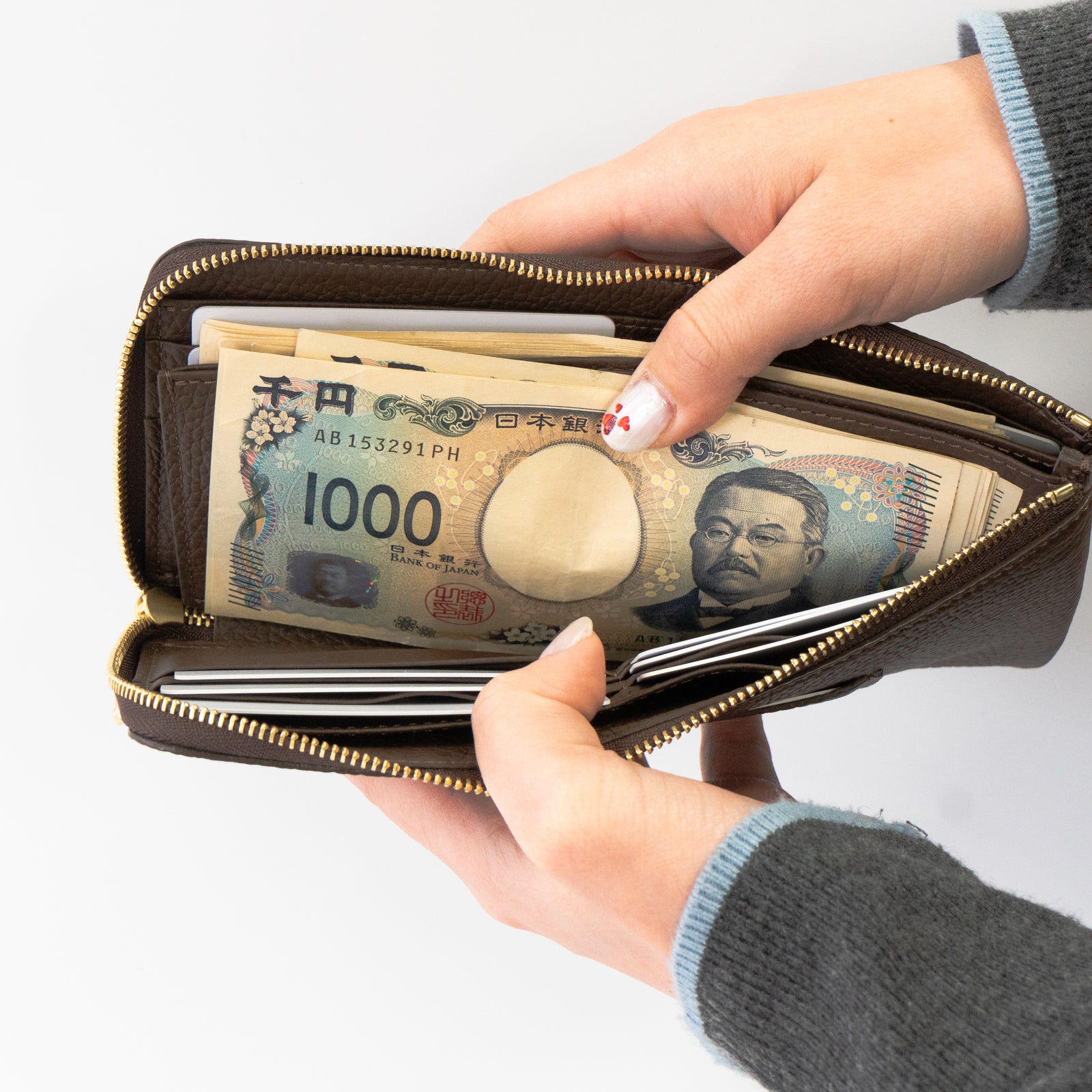 PAW L字ファスナー長財布 キュイール・マッシュ / チョコ