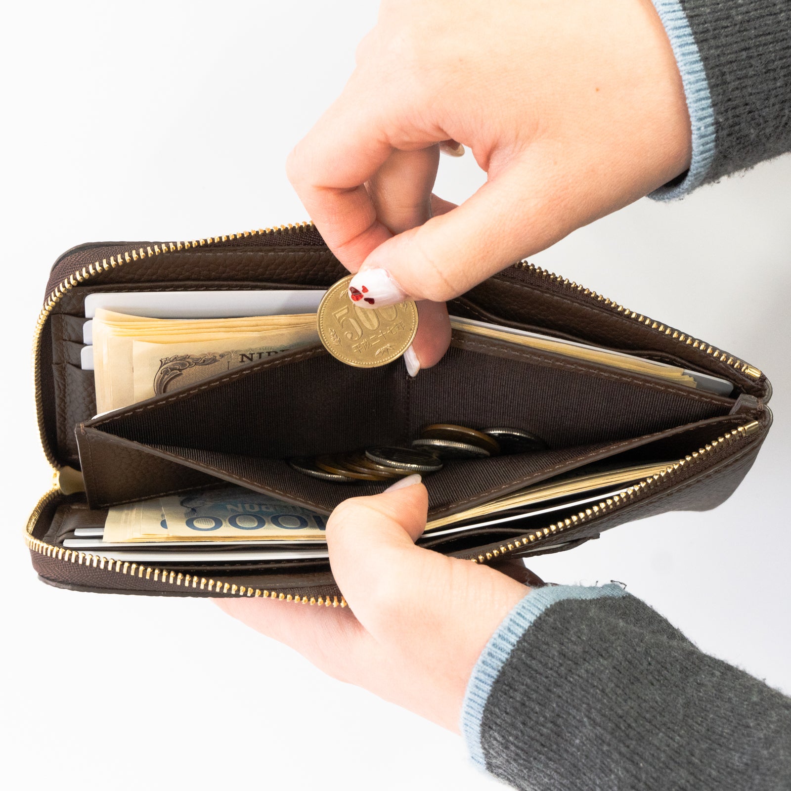 PAW L字ファスナー長財布 キュイール・マッシュ / チョコ