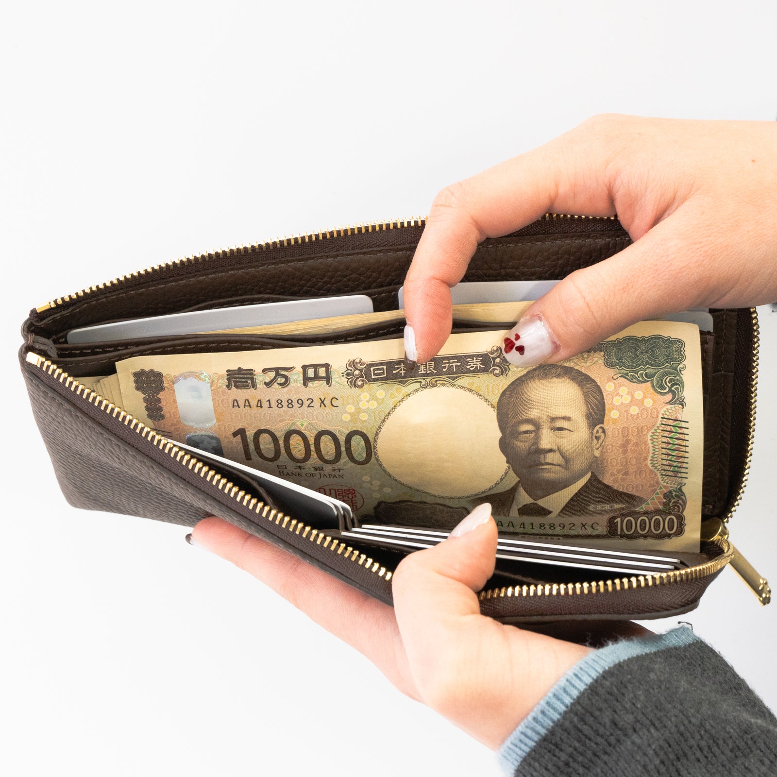 PAW L字ファスナー長財布 キュイール・マッシュ / チョコ