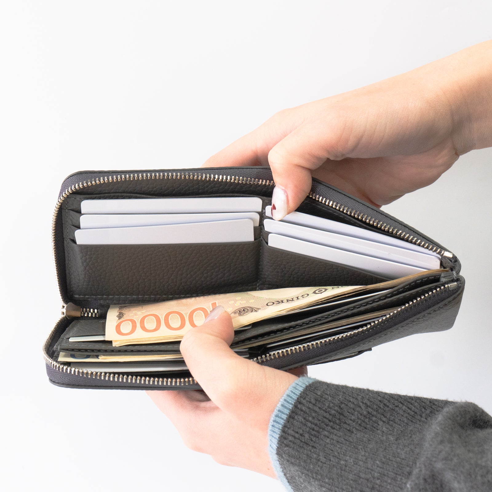 PAW L字ファスナー長財布 キュイール・マッシュ / グラファイト