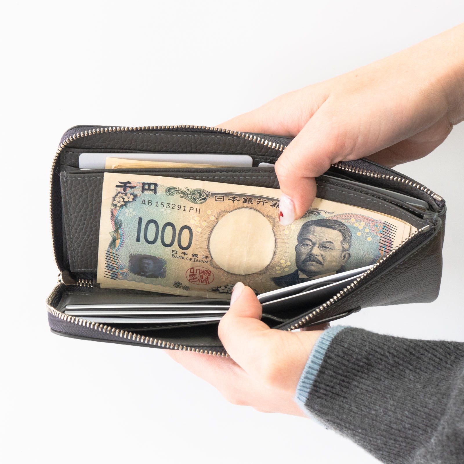 PAW L字ファスナー長財布 キュイール・マッシュ / グラファイト