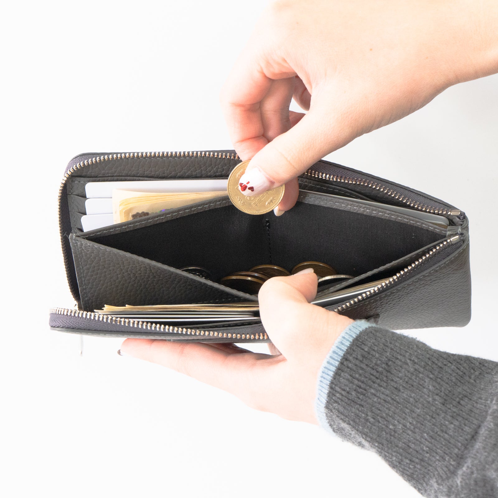 PAW L字ファスナー長財布 キュイール・マッシュ / グラファイト