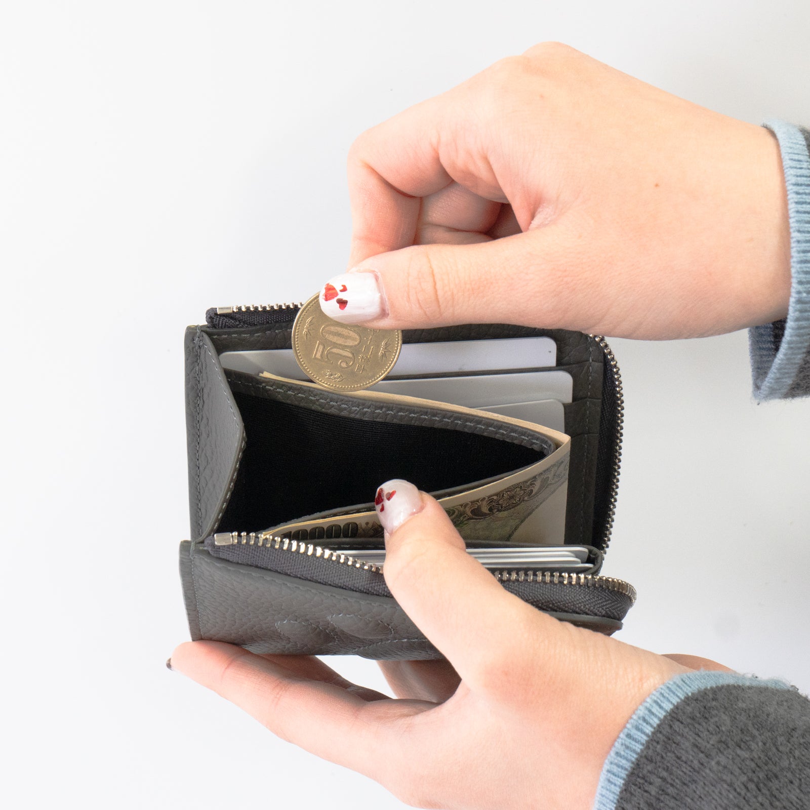 PAW L字ファスナーミニ財布 キュイール・マッシュ / グラファイト