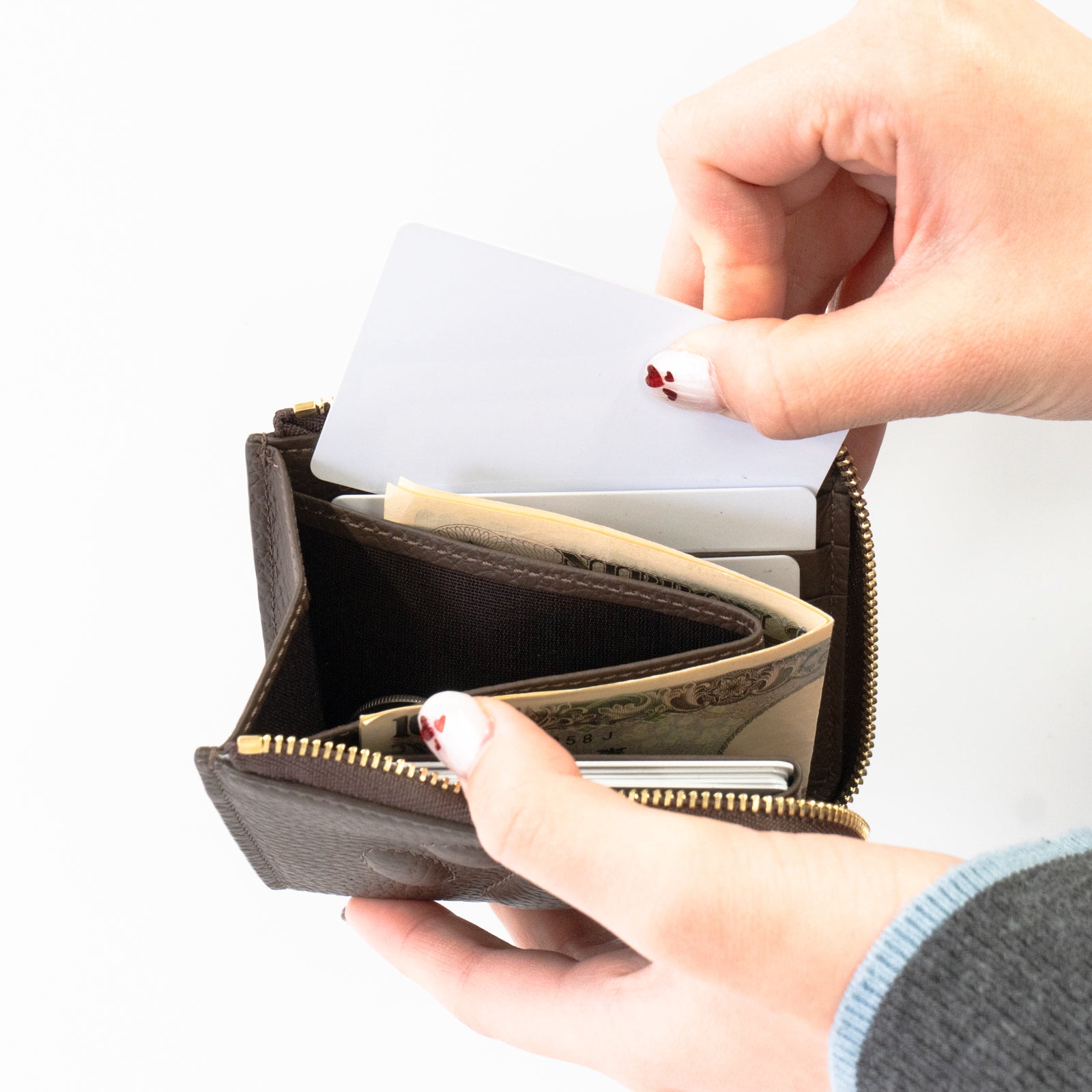 PAW L字ファスナーミニ財布 キュイール・マッシュ / チョコ