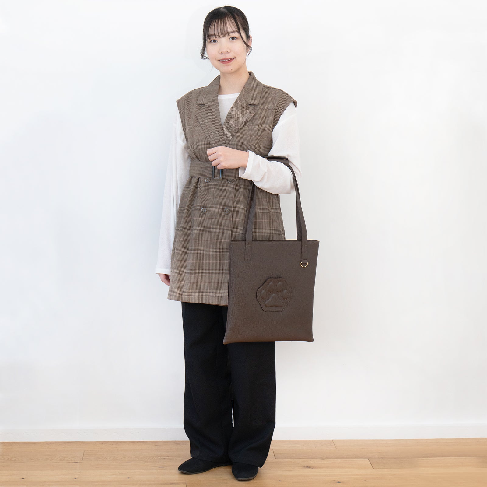 A4トートバッグ PAW キュイール・マッシュ / チョコ