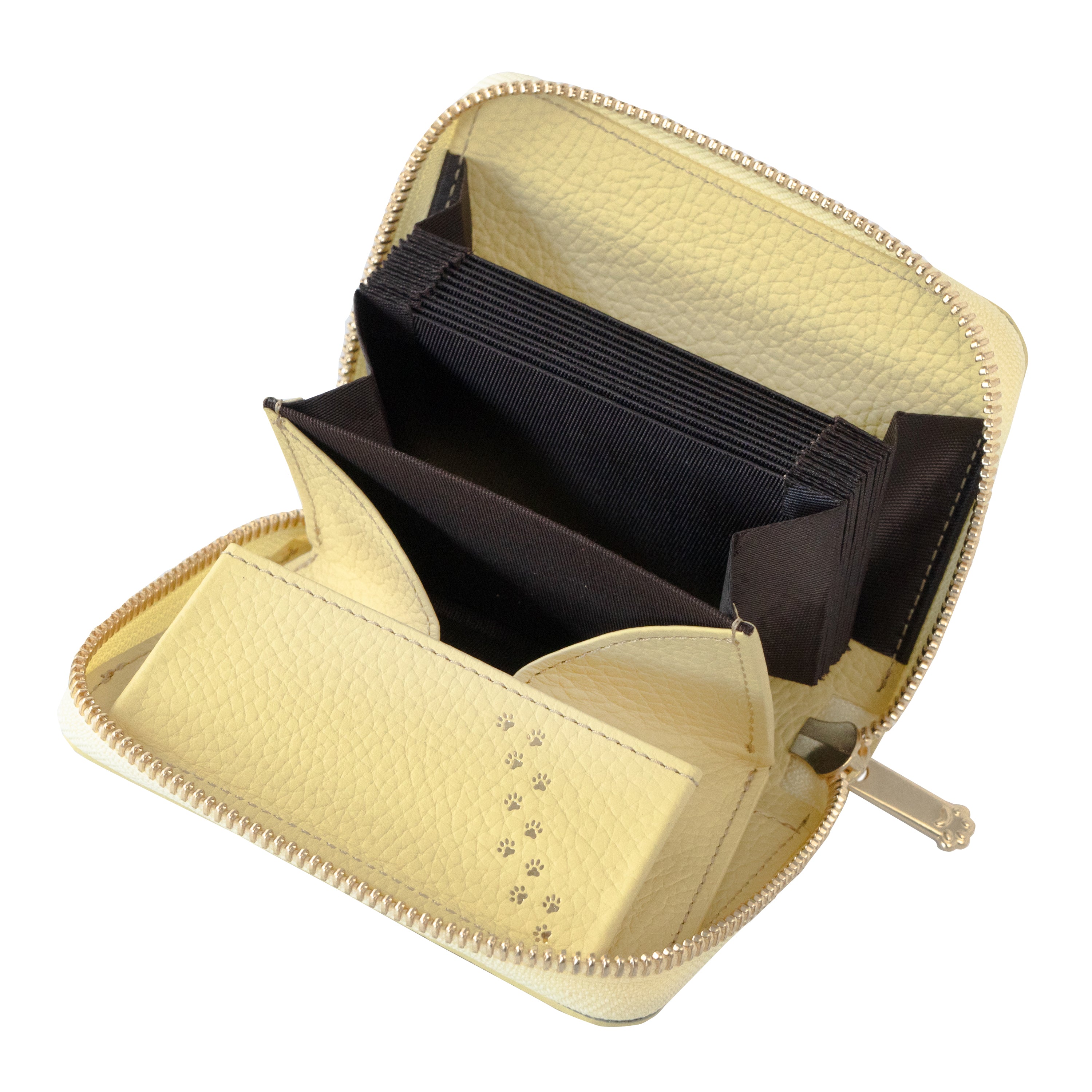 PAWラウンドファスナーミドル財布 キュイール・マッシュ / ジョーヌプッサン