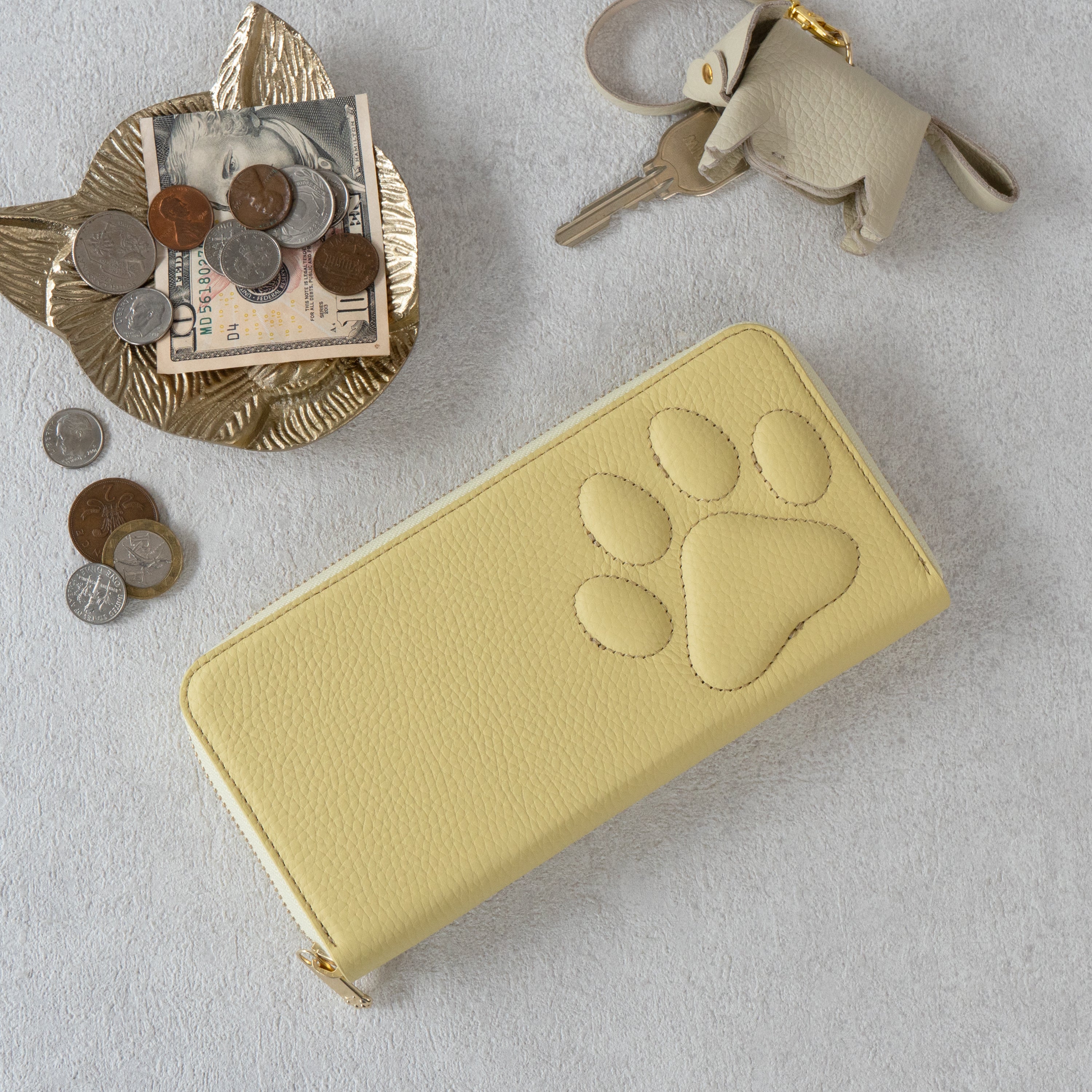 PAWラウンドファスナー長財布 キュイール・マッシュ / ジョーヌプッサン