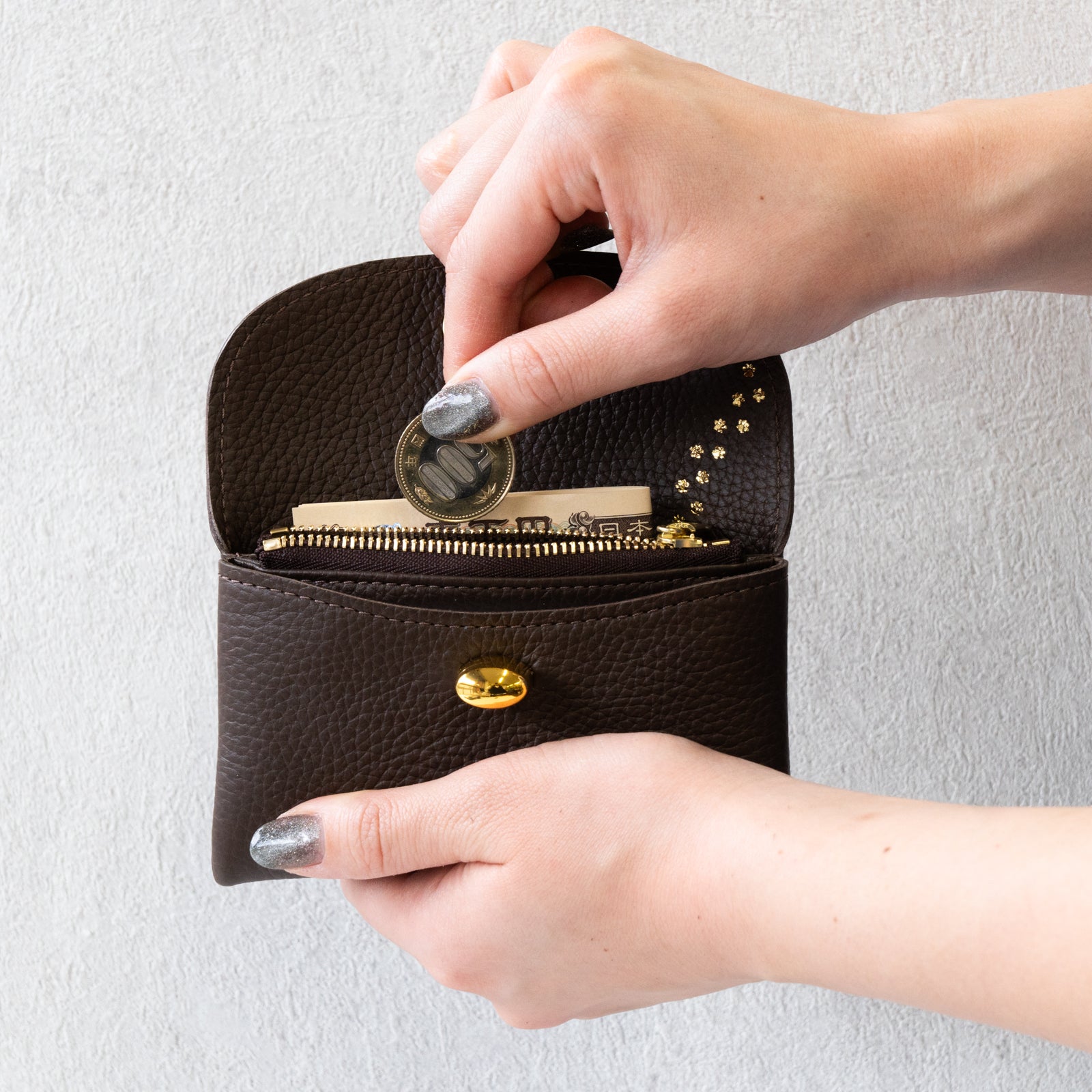 Flap Wallet Frunya Medium Cuir Mache / Chocolate