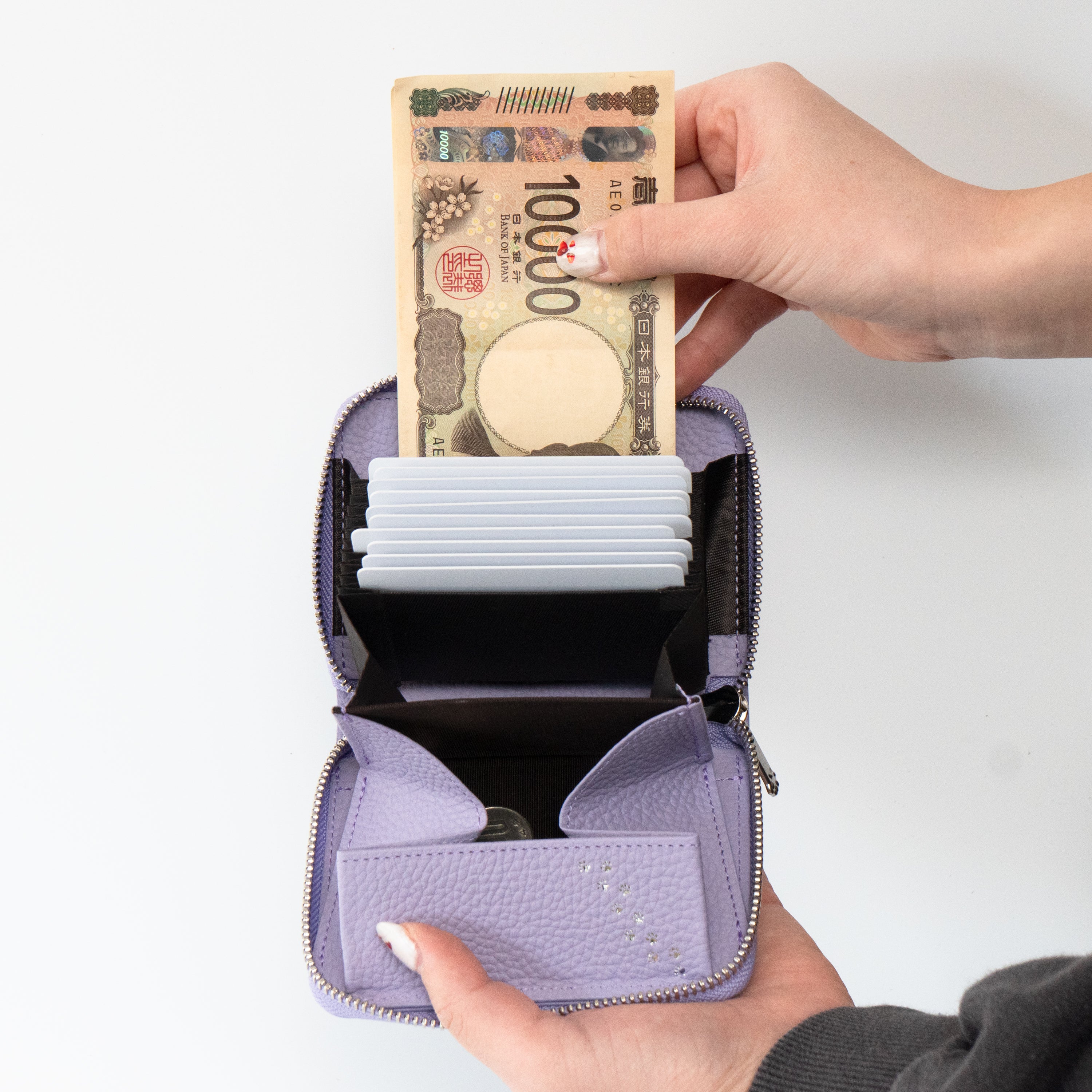 PAWラウンドファスナーミドル財布 キュイール・マッシュ / ラベンダー