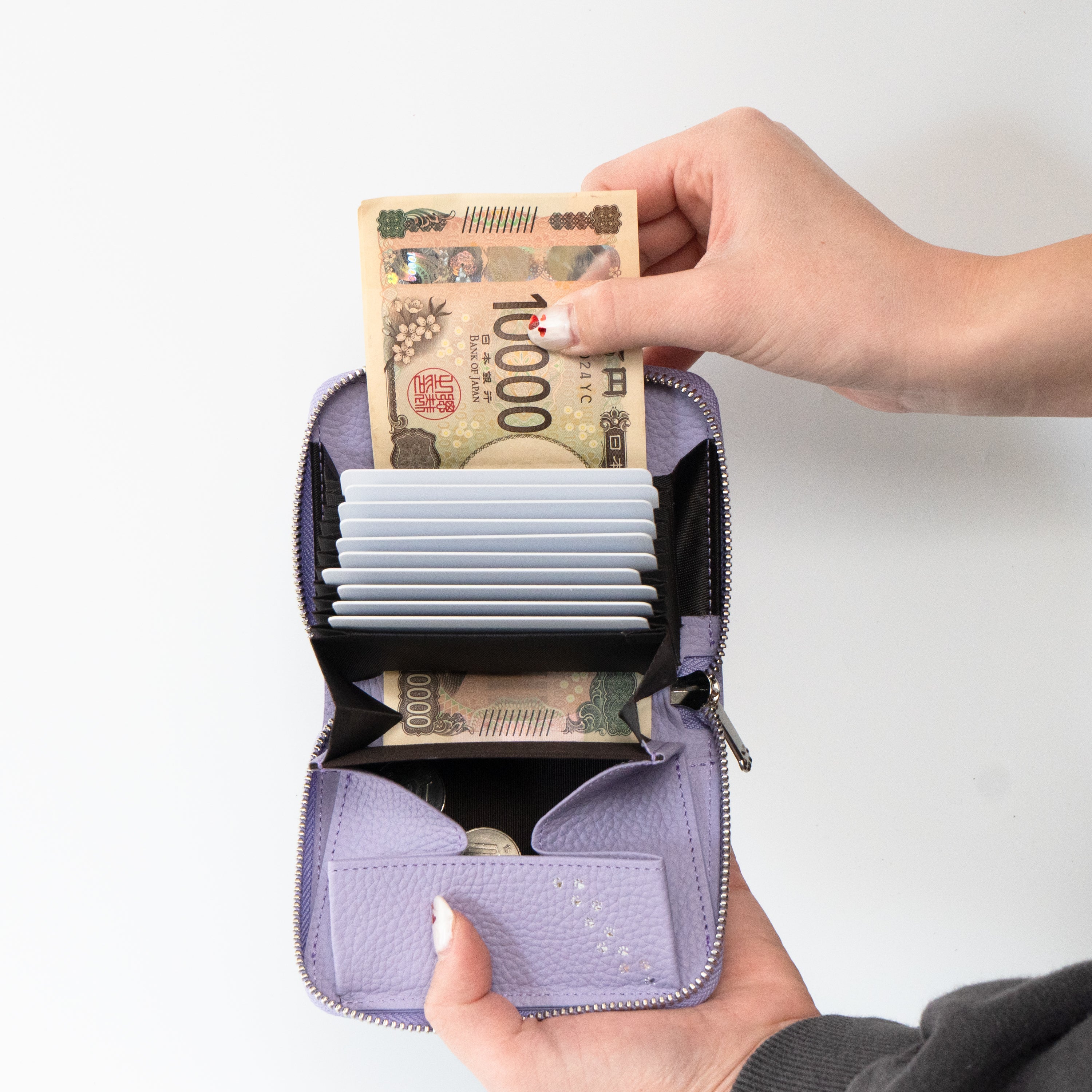 PAWラウンドファスナーミドル財布 キュイール・マッシュ / ラベンダー