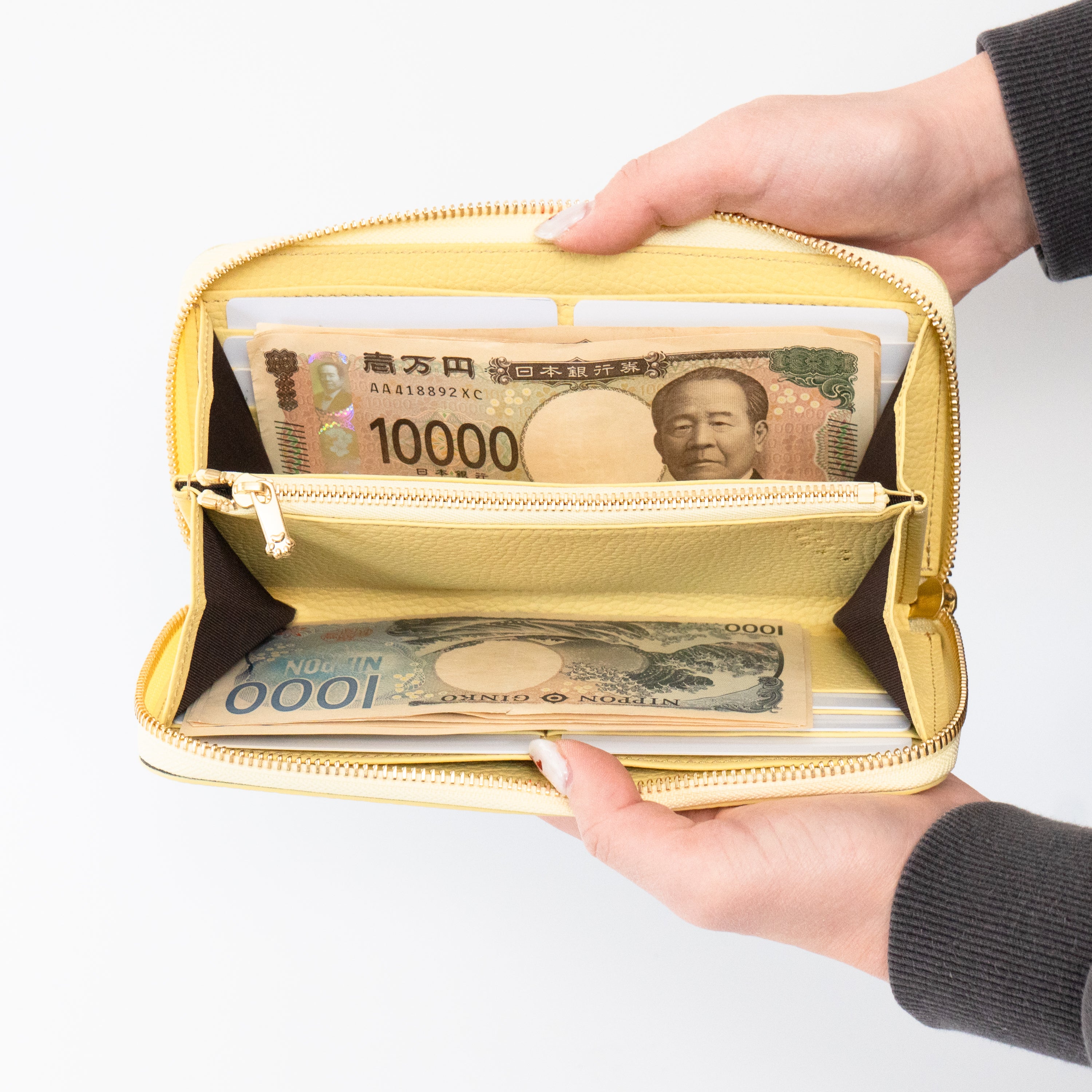 PAWラウンドファスナー長財布 キュイール・マッシュ / ジョーヌプッサン