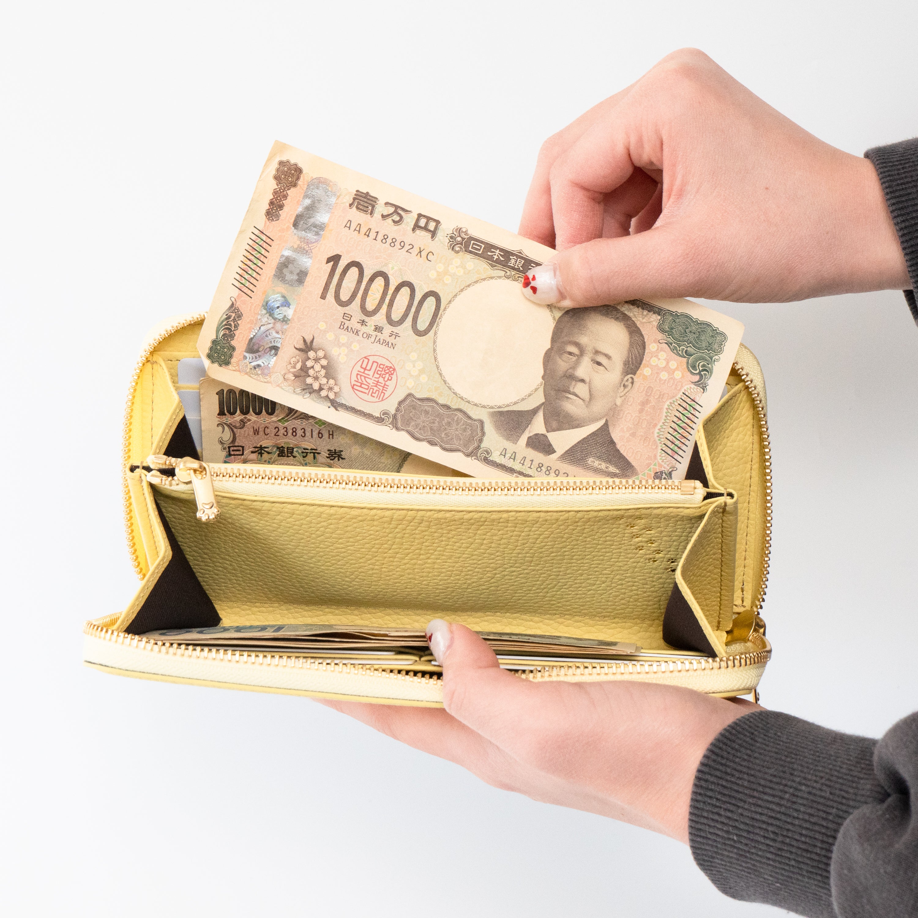 PAWラウンドファスナー長財布 キュイール・マッシュ / ジョーヌプッサン