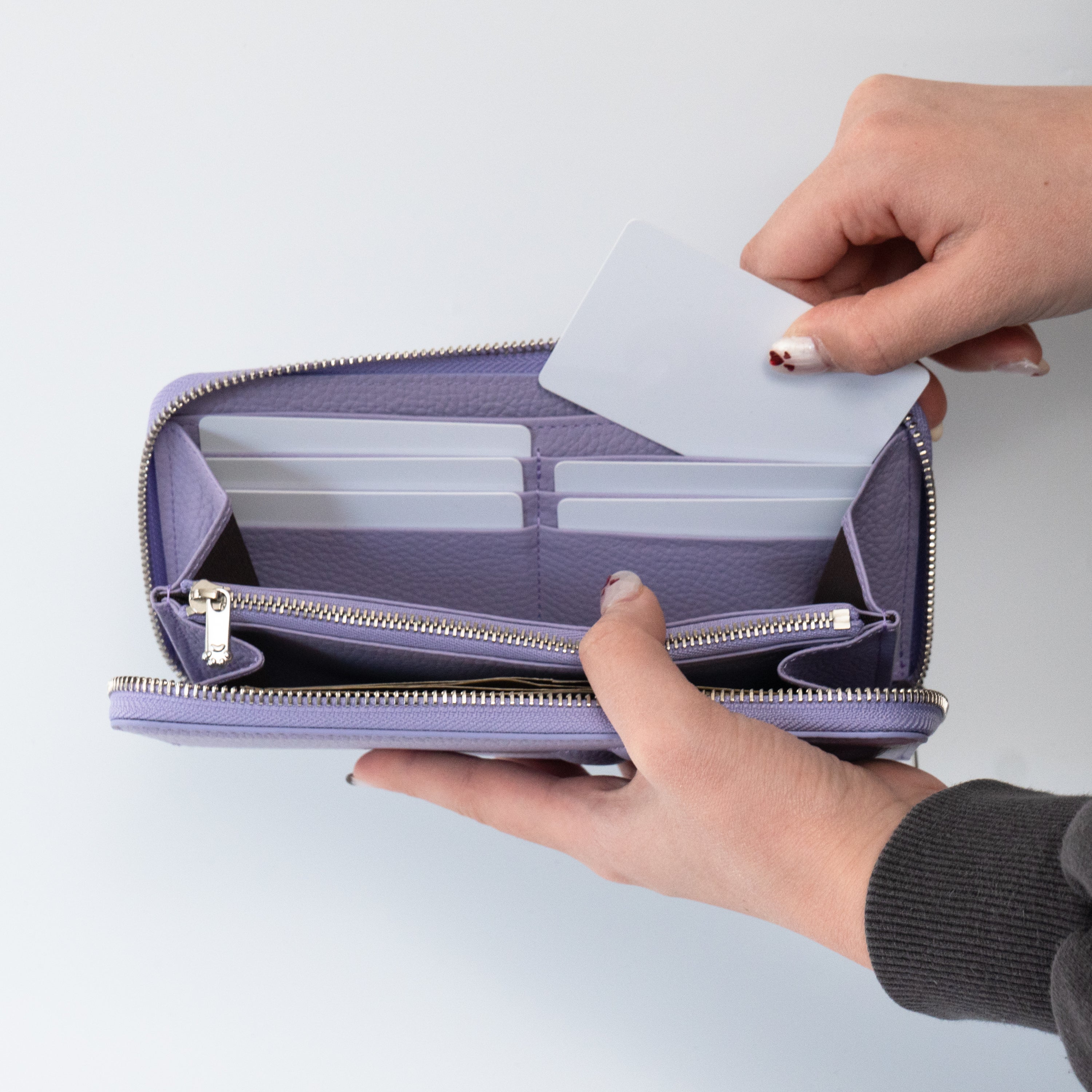 PAWラウンドファスナー長財布 キュイール・マッシュ / ラベンダー