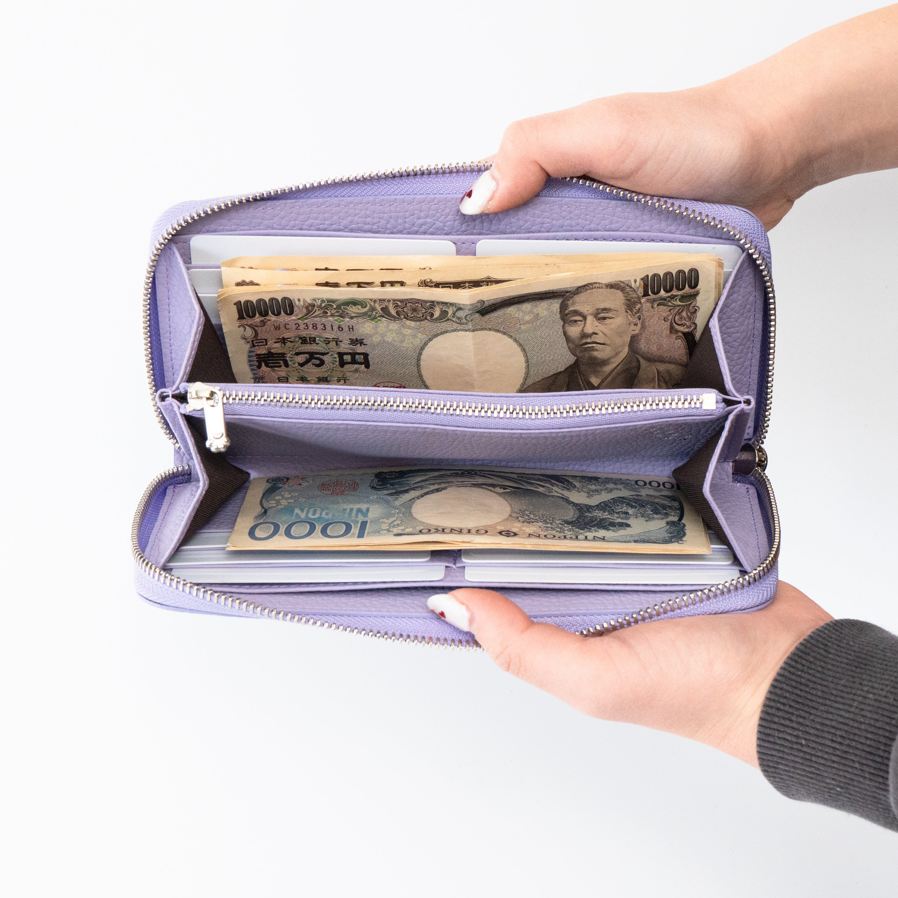 PAWラウンドファスナー長財布 キュイール・マッシュ / ラベンダー