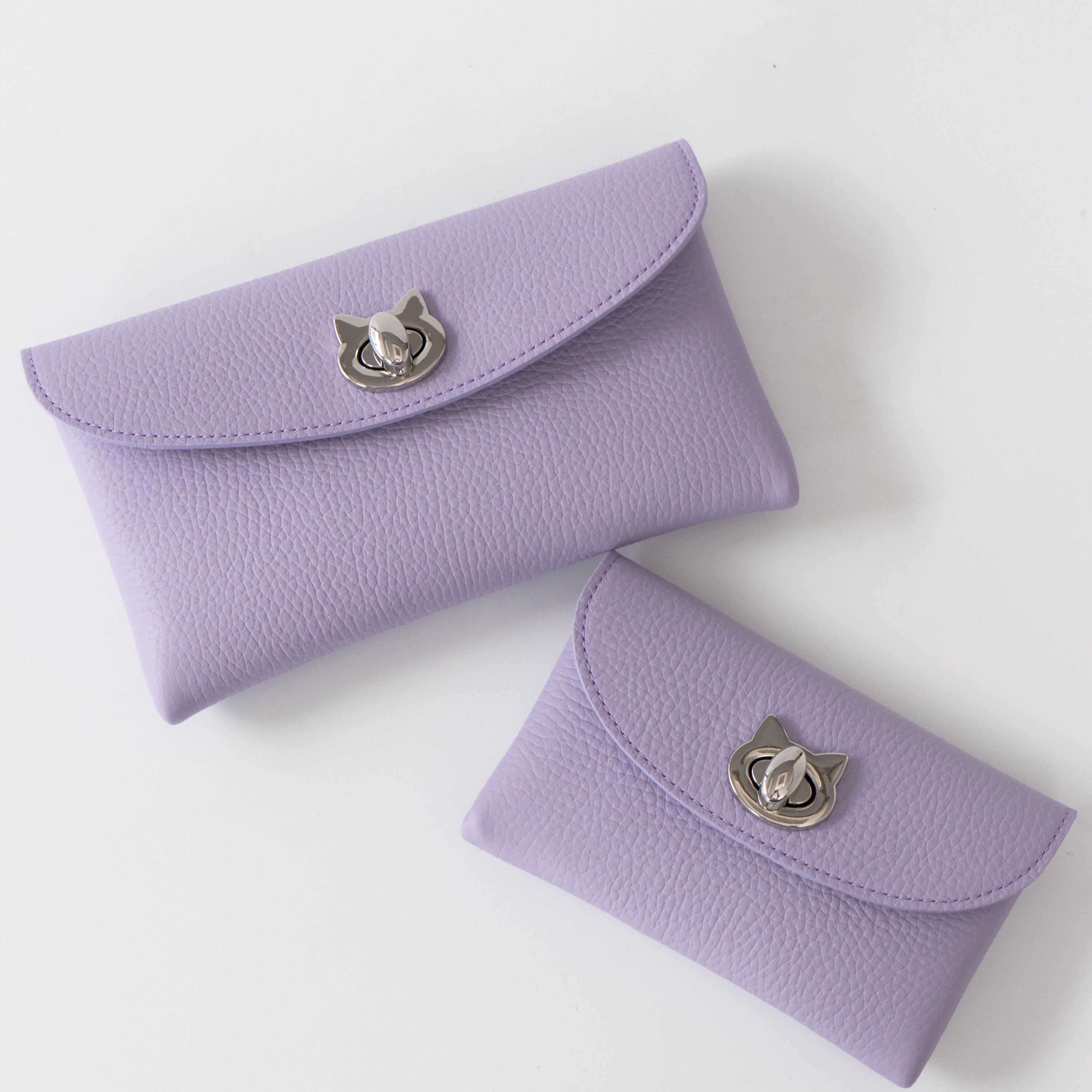 Flap Wallet Frunya Long with Sakura Cat Charm / Lavender