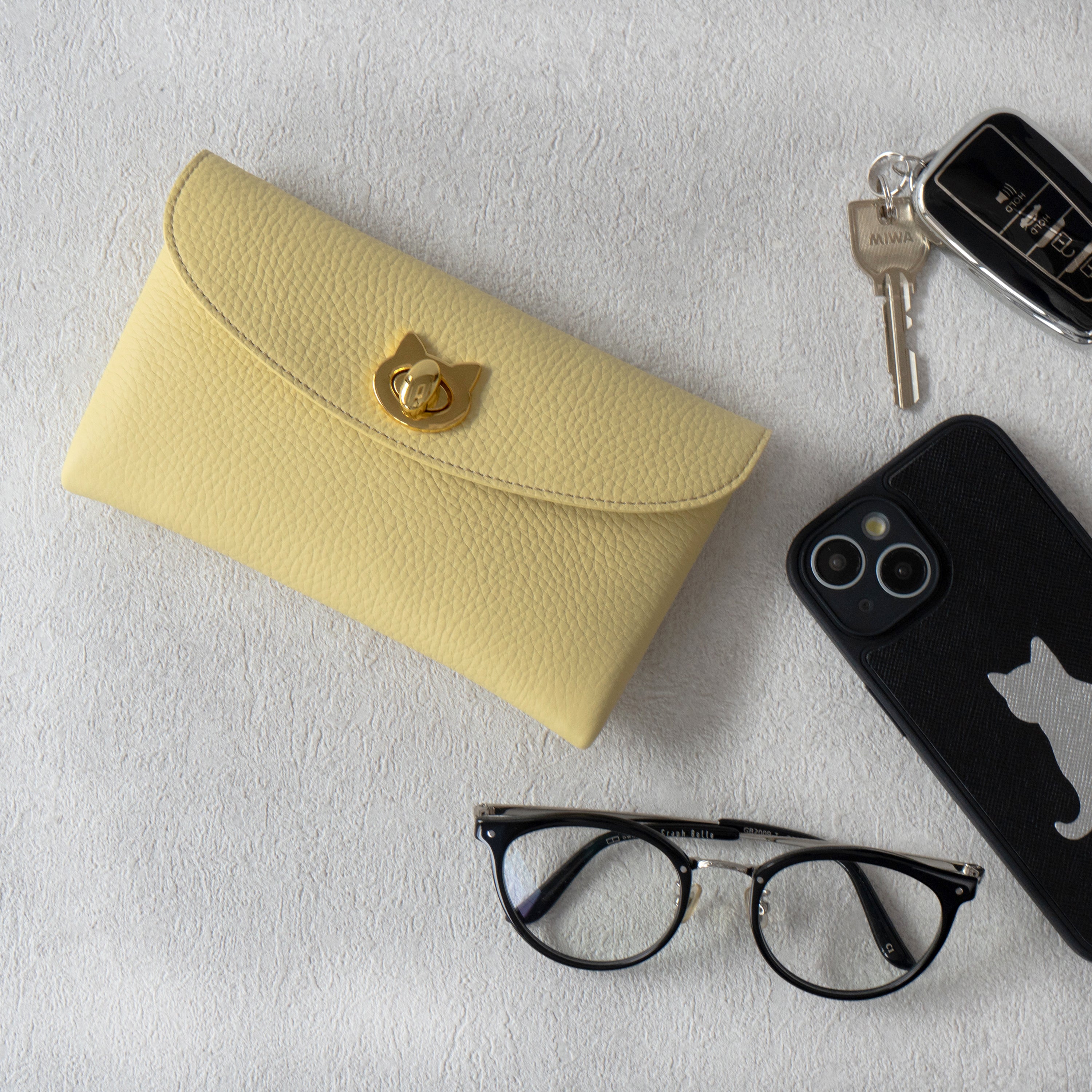 フラップウォレット・フルーニャ ロング キュイール・マッシュ / ジョーヌプッサン