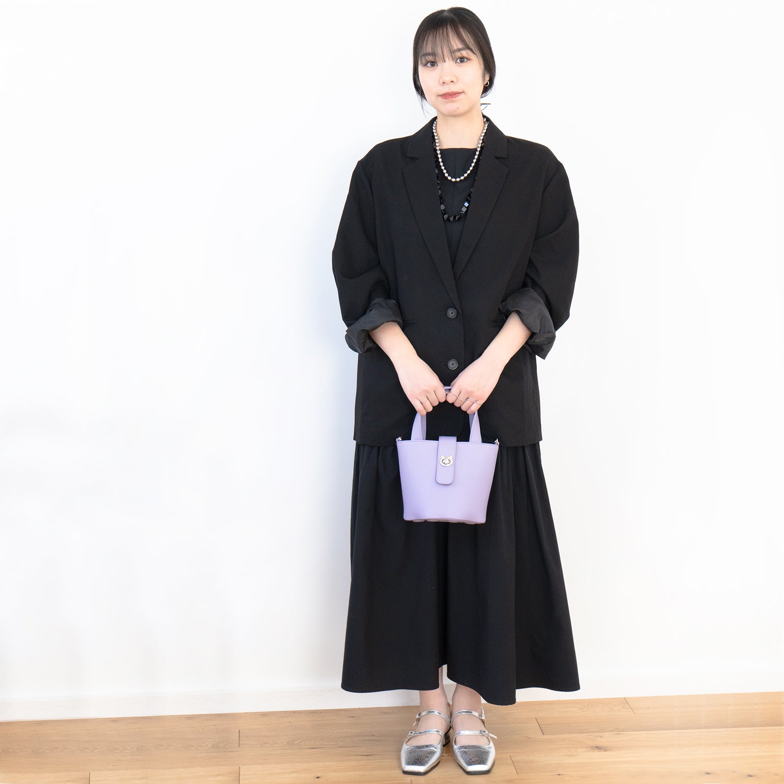 【3/20(金)20:00~ 数量限定】【さくらねこの日特別SET】チェーンショルダー付きミニバッグ・PAW (パウ) さくらねこチャームSET / ラベンダー