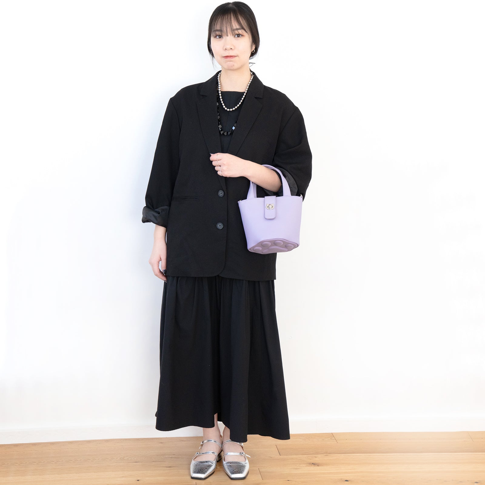 【3/20(金)20:00~ 数量限定】【さくらねこの日特別SET】チェーンショルダー付きミニバッグ・PAW (パウ) さくらねこチャームSET / ラベンダー