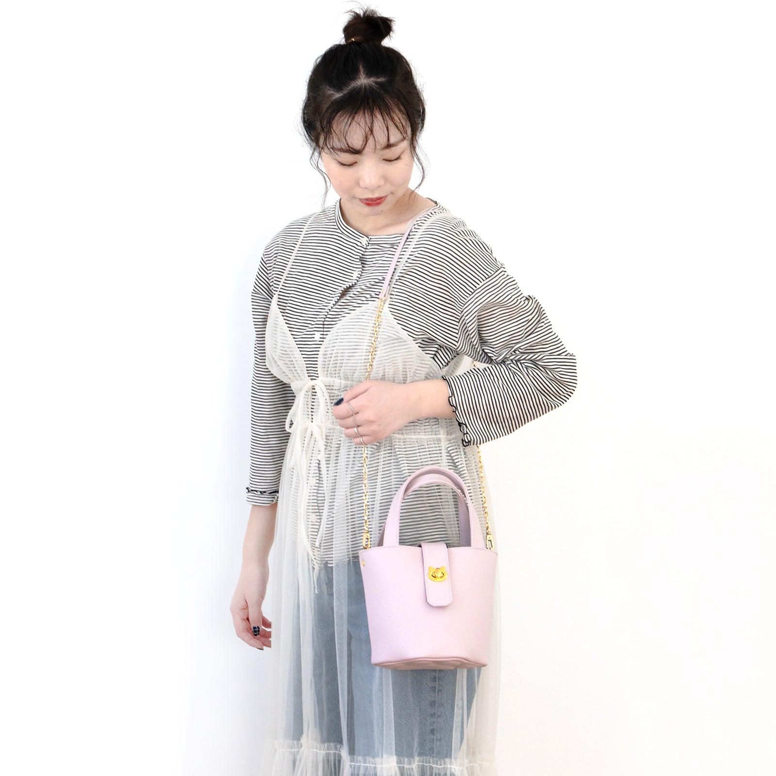 【3/20(金)20:00~ 数量限定】【さくらねこの日特別SET】チェーンショルダー付きミニバッグ・PAW (パウ) さくらねこチャームSET / モーヴシルヴェスティン