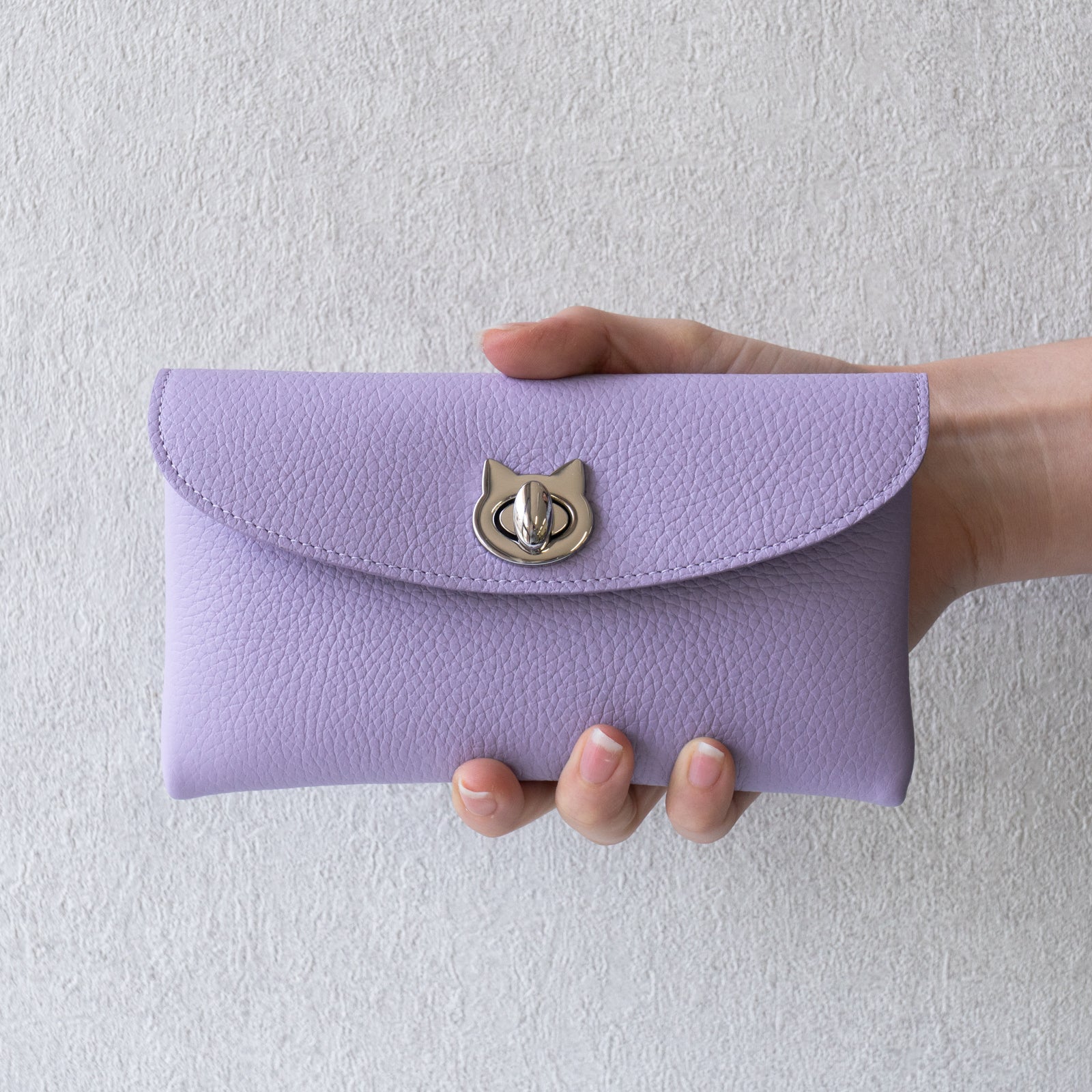 Flap Wallet Frunya Long with Sakura Cat Charm / Lavender