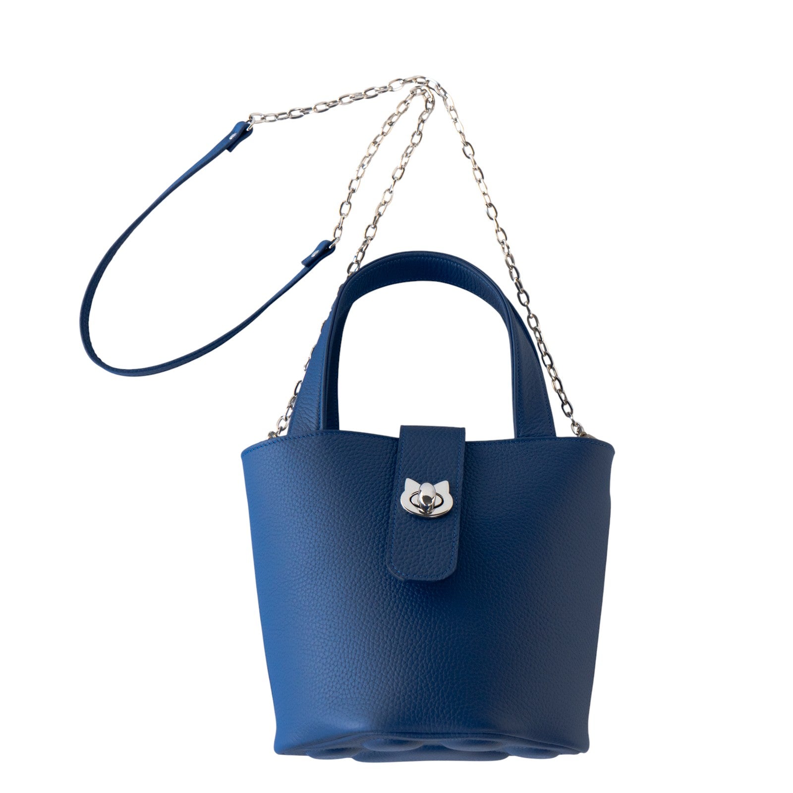 チェーンショルダー付きミニバッグ・PAW (パウ) キュイール・マッシュ / ロイヤルブルー