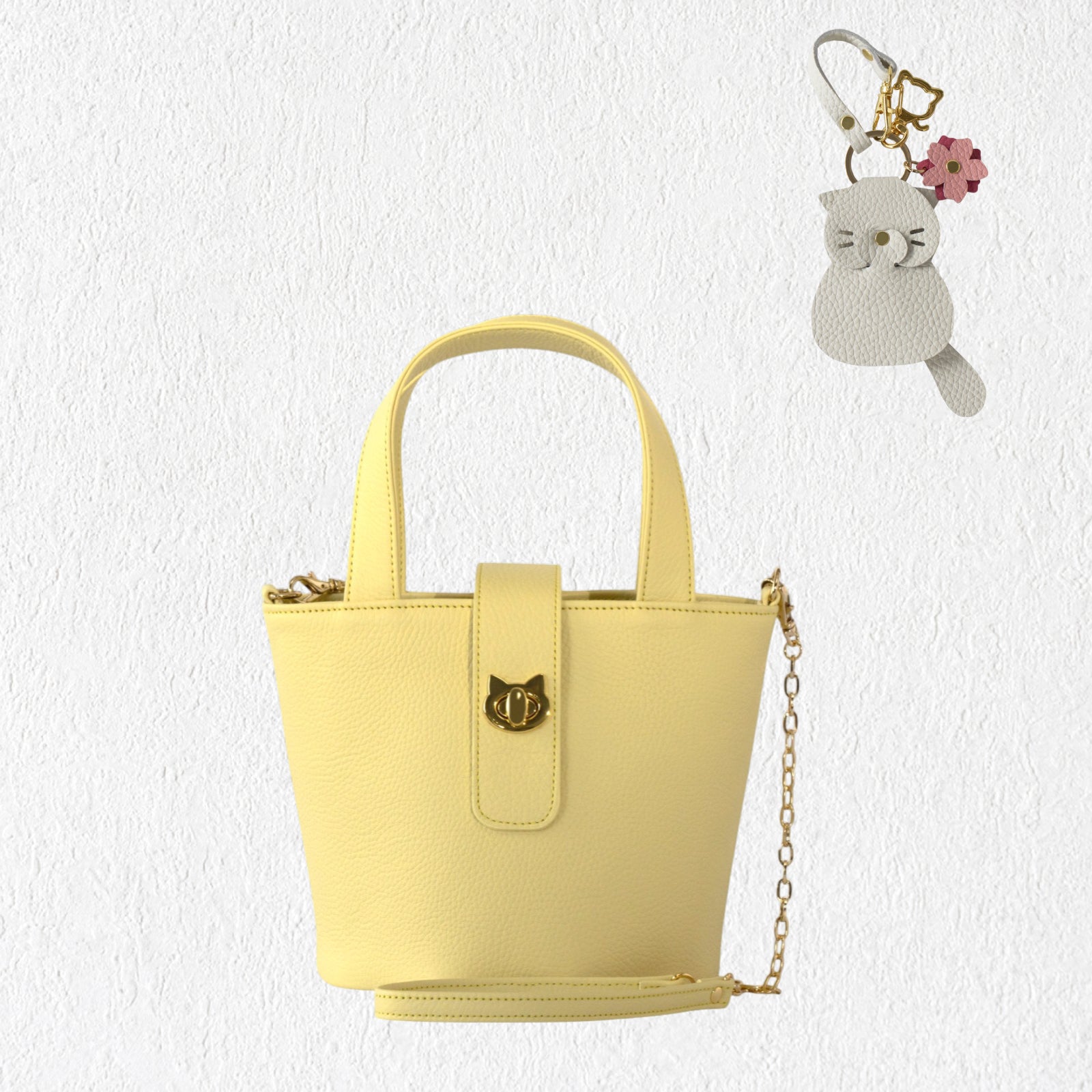 【3/20(金)20:00~ 数量限定】【さくらねこの日特別SET】 チェーンショルダー付きミニバッグ・PAW (パウ) さくらねこチャームSET / ジョーヌプッサン