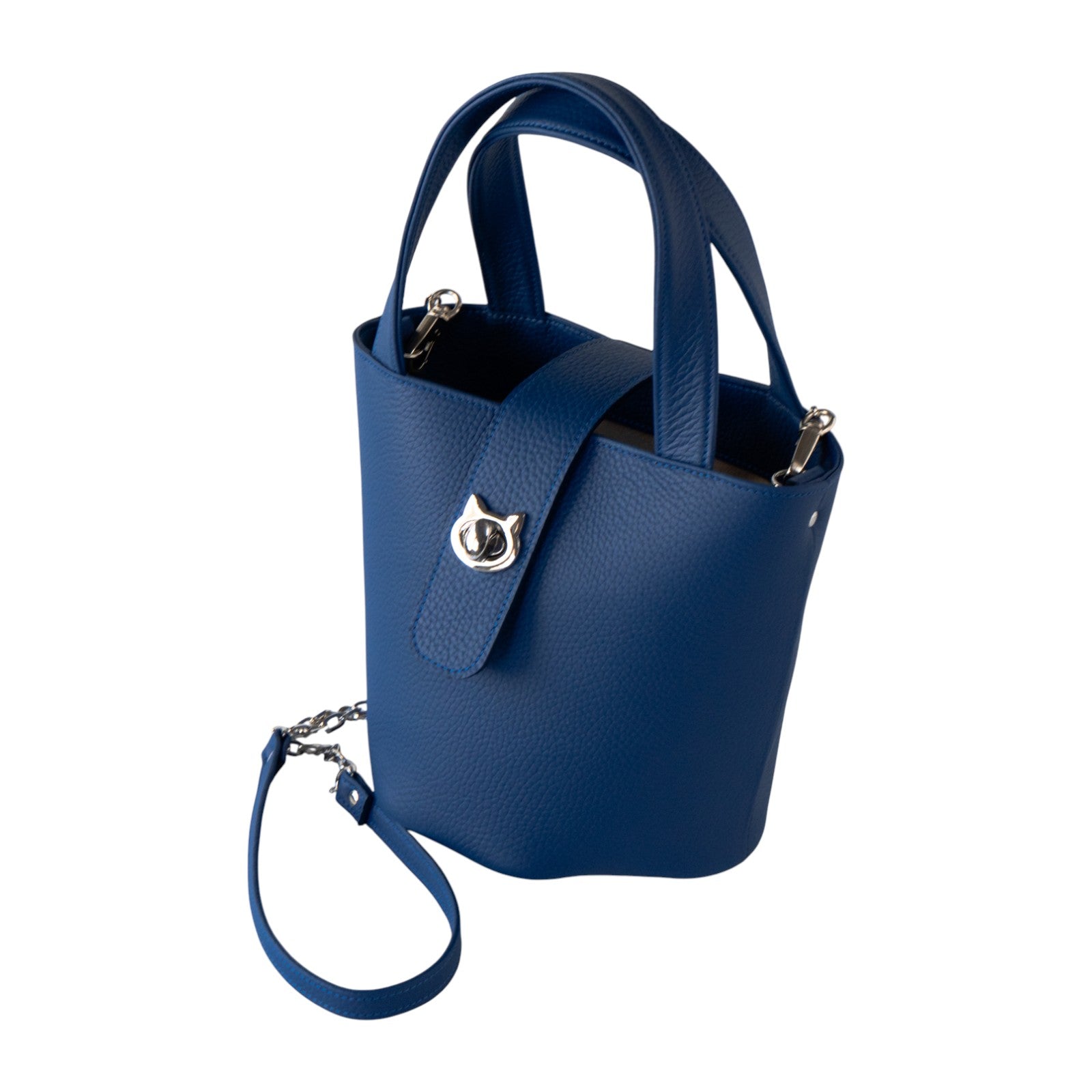 チェーンショルダー付きミニバッグ・PAW (パウ) キュイール・マッシュ / ロイヤルブルー