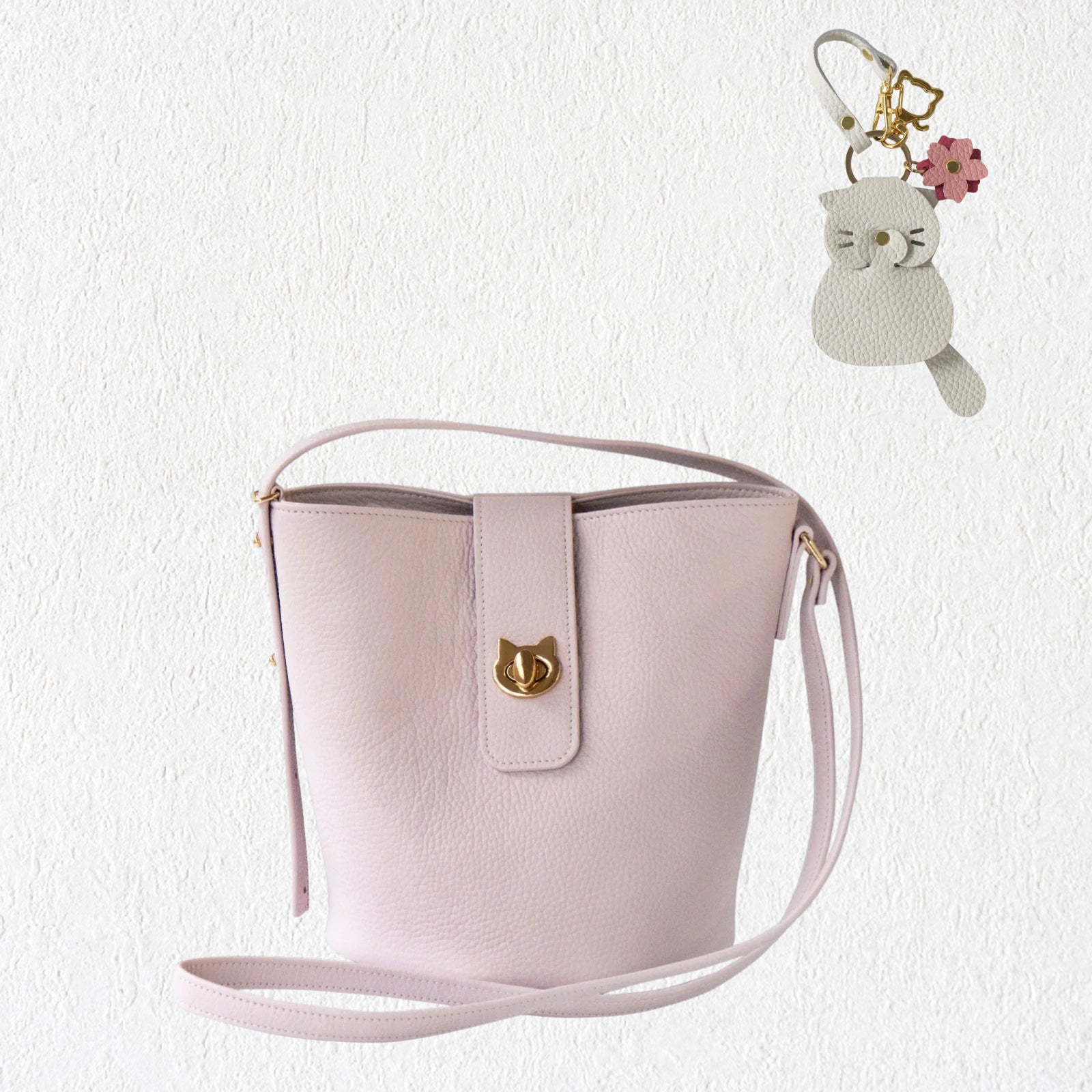 【3/20(金)20:00~ 数量限定】【さくらねこの日特別SET】ショルダーバッグ PAW (パウ) さくらねこチャームSET / モーヴシルヴェスティン