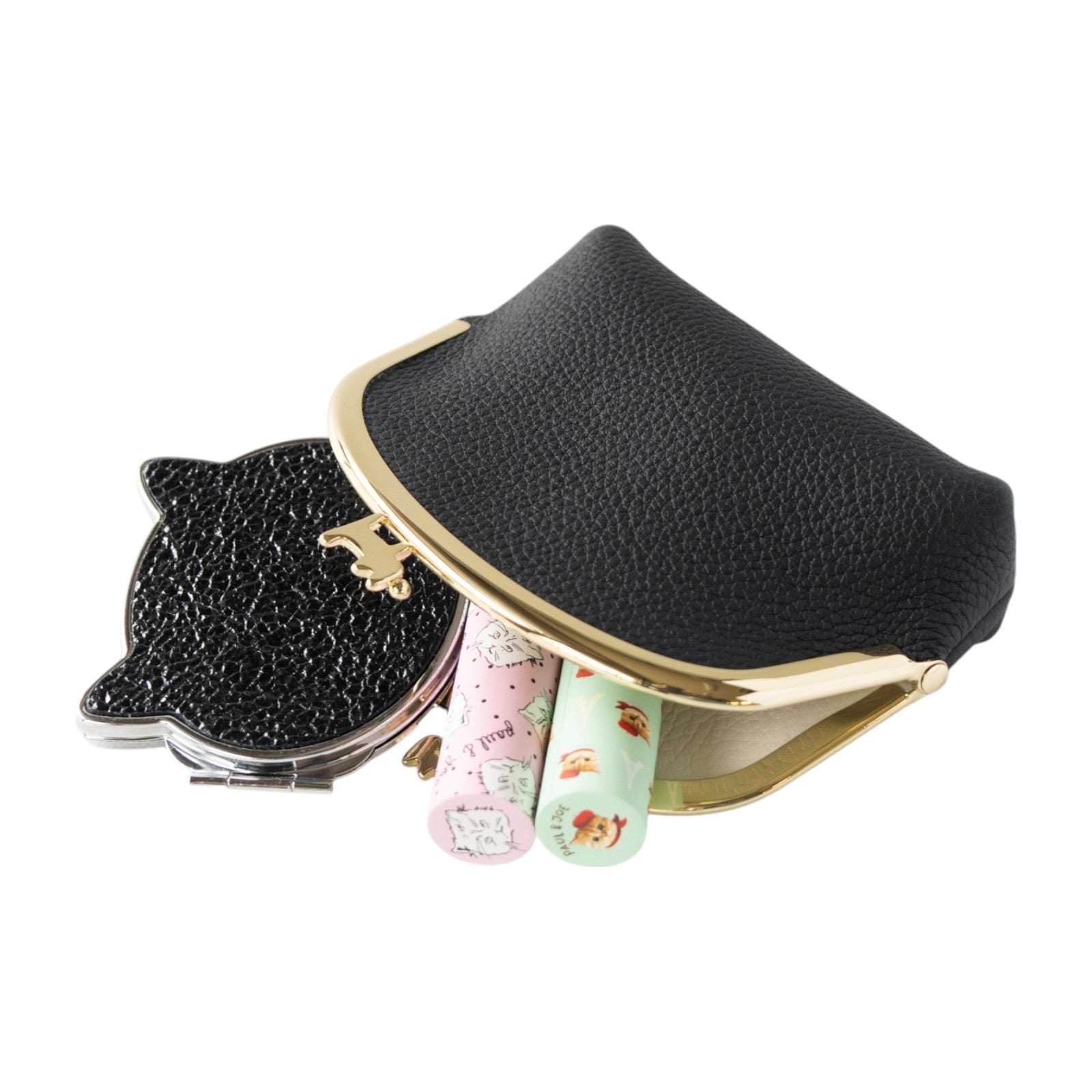 【OUTLET・数量限定】にゃまぐちポーチ トゴレザー / ブラック