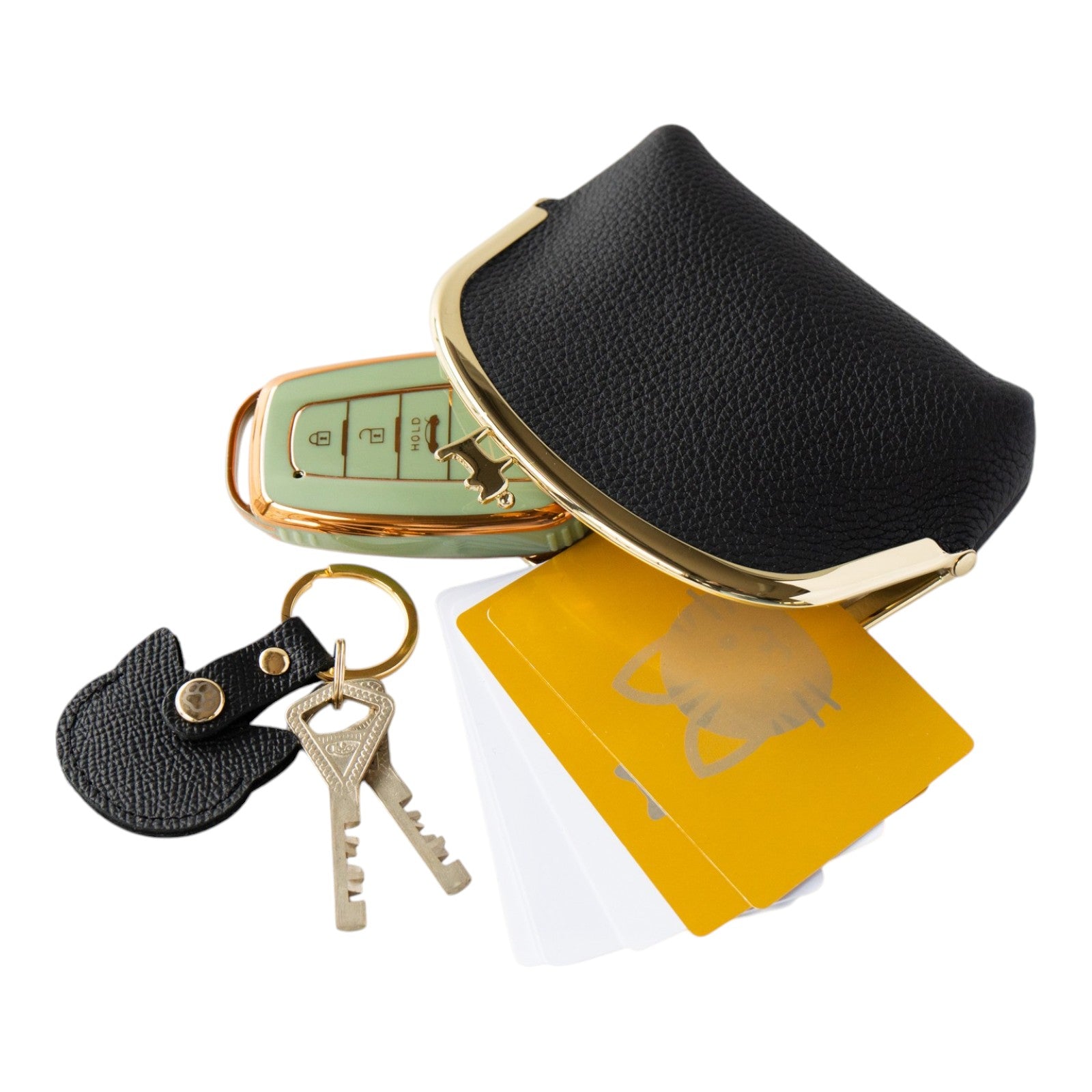 【OUTLET・数量限定】にゃまぐちポーチ トゴレザー / ブラック