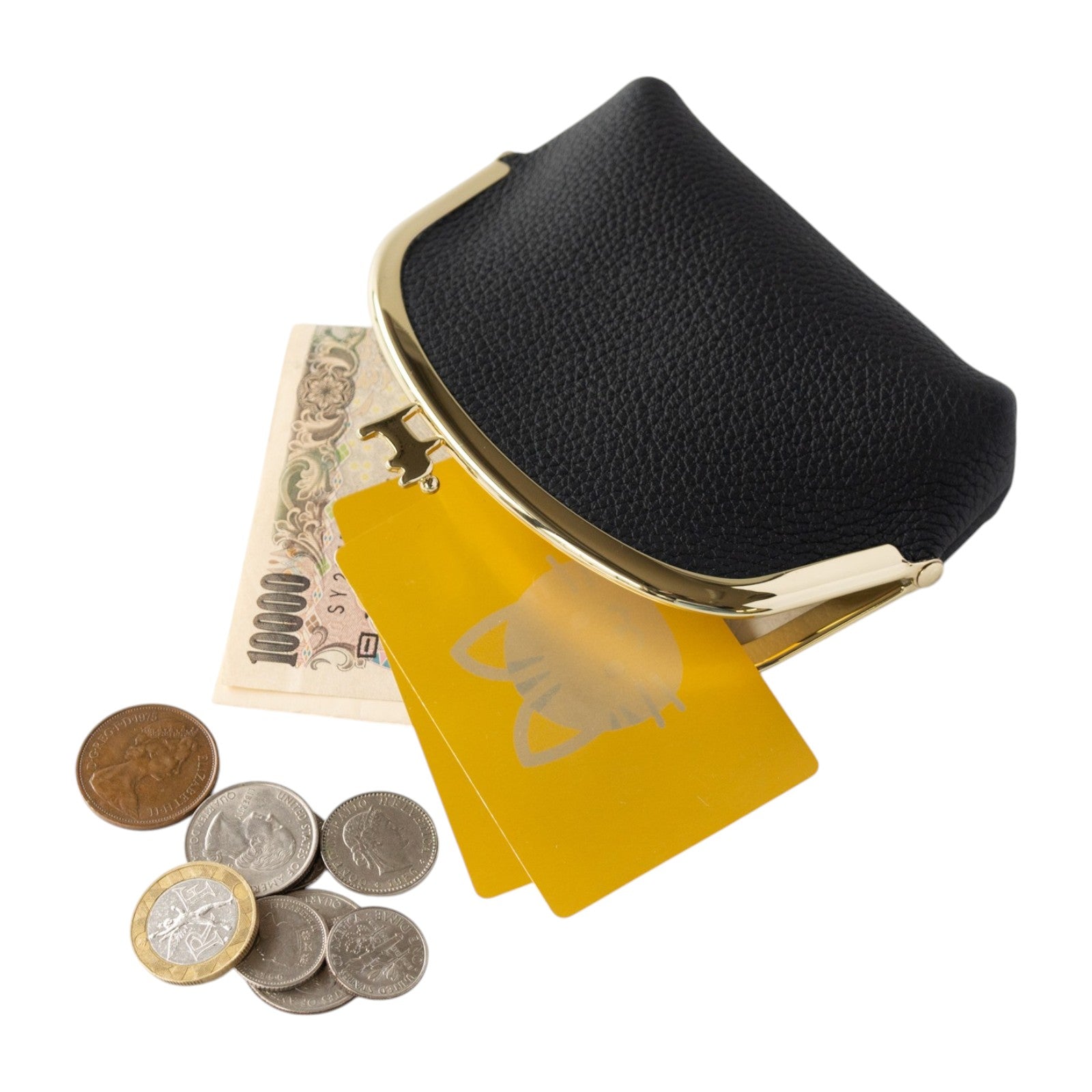 【OUTLET・数量限定】にゃまぐちポーチ トゴレザー / ブラック
