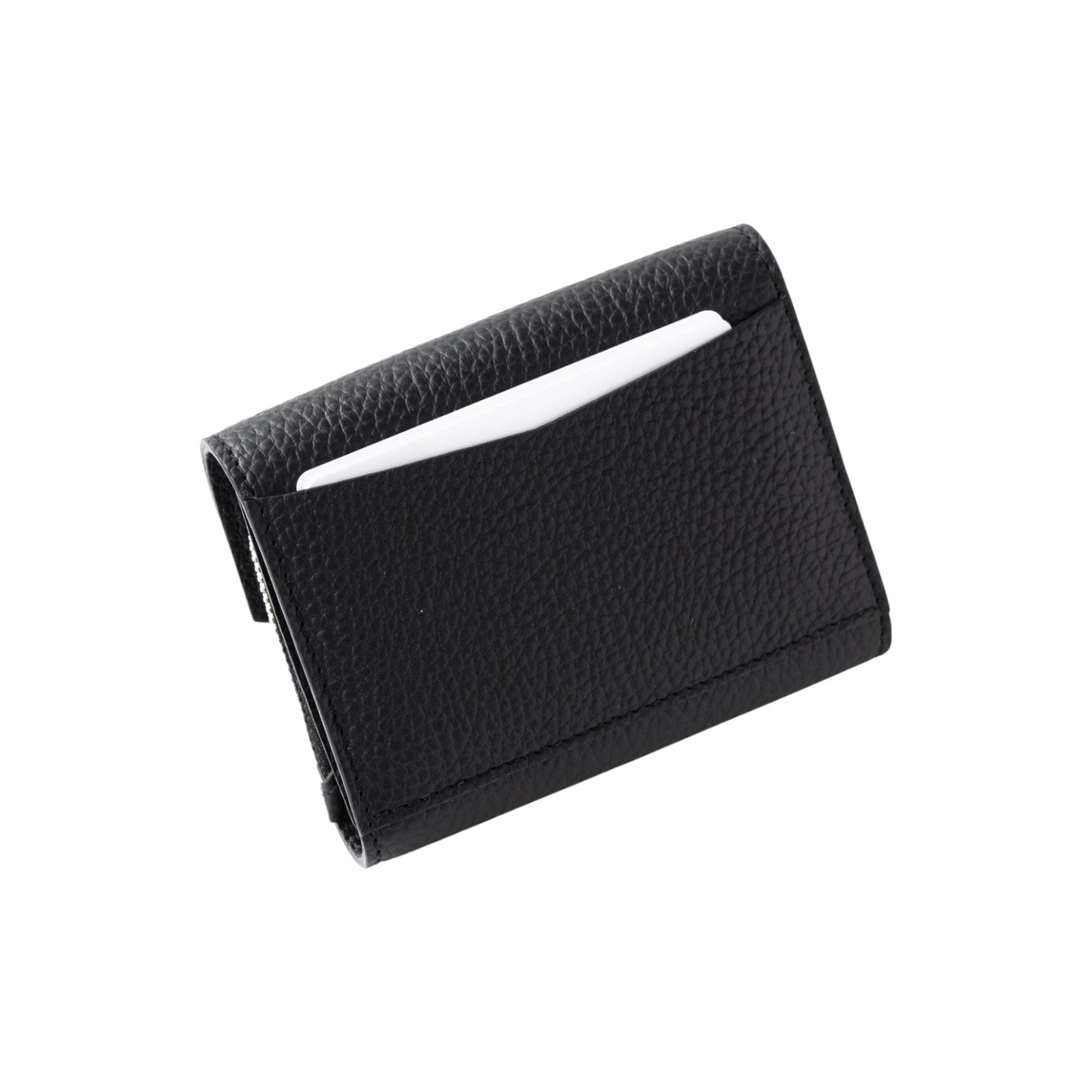 N'Apela Grande Cuir Mache Handy Wallet in Black with Silver Hardware