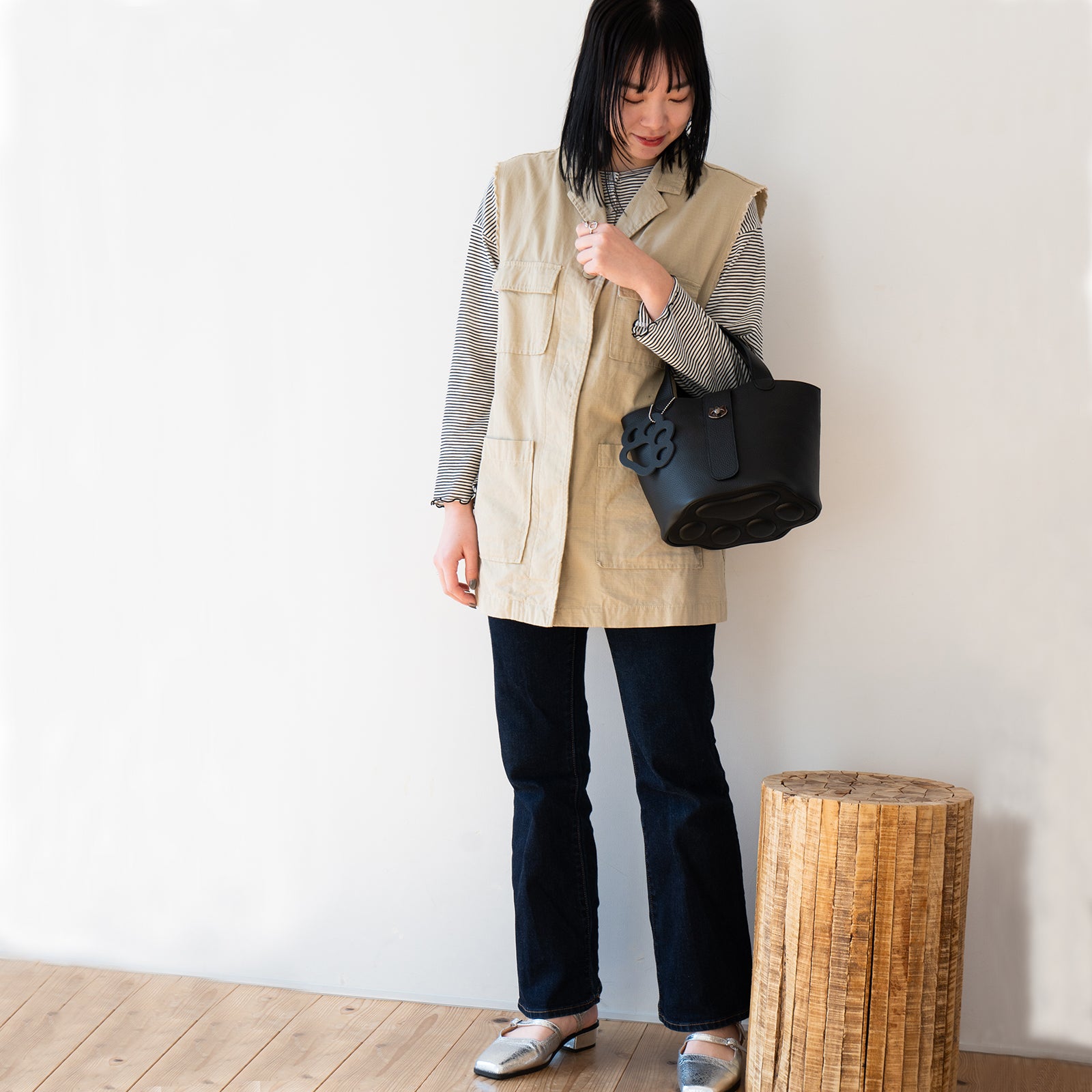 Baguette Bag PAW Cuir Mache / Black