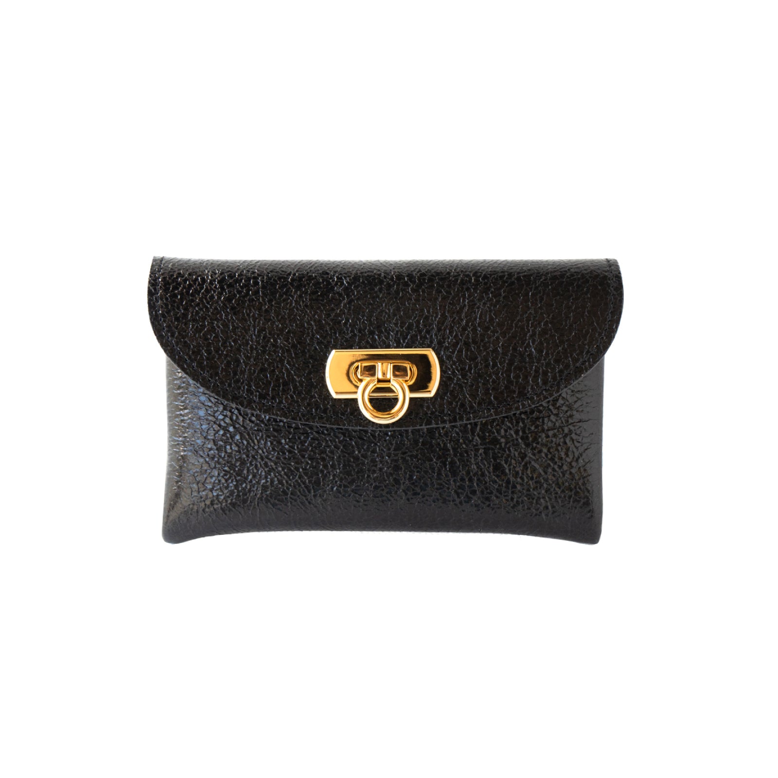 【おつとめ品セール】フラップウォレット・フルール ミディアム (背面ポケット付き) プリズムレザー / ブラック