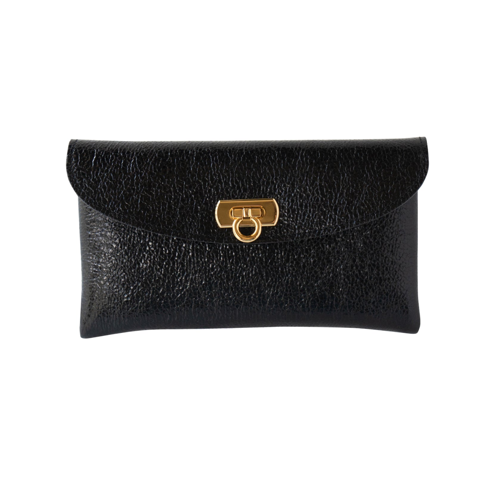 【おつとめ品セール】フラップウォレット・フルール ロング (インナーカードケース・背面ポケット付き) プリズムレザー / ブラック