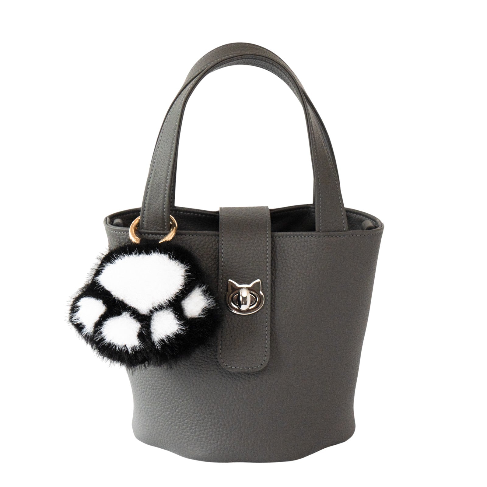 【12/7(日)22:00~ 26時間限定販売】もふもふBIG肉球チャーム / ブラック×ホワイト