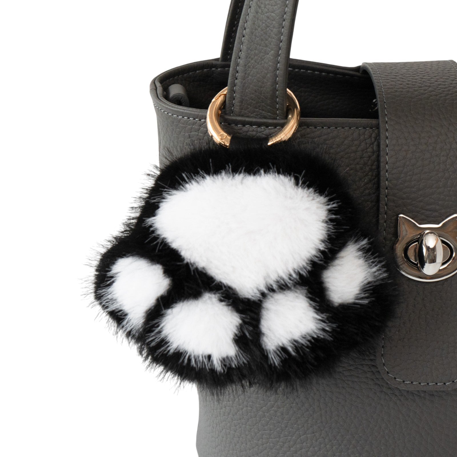 【12/7(日)22:00~ 26時間限定販売】もふもふBIG肉球チャーム / ブラック×ホワイト