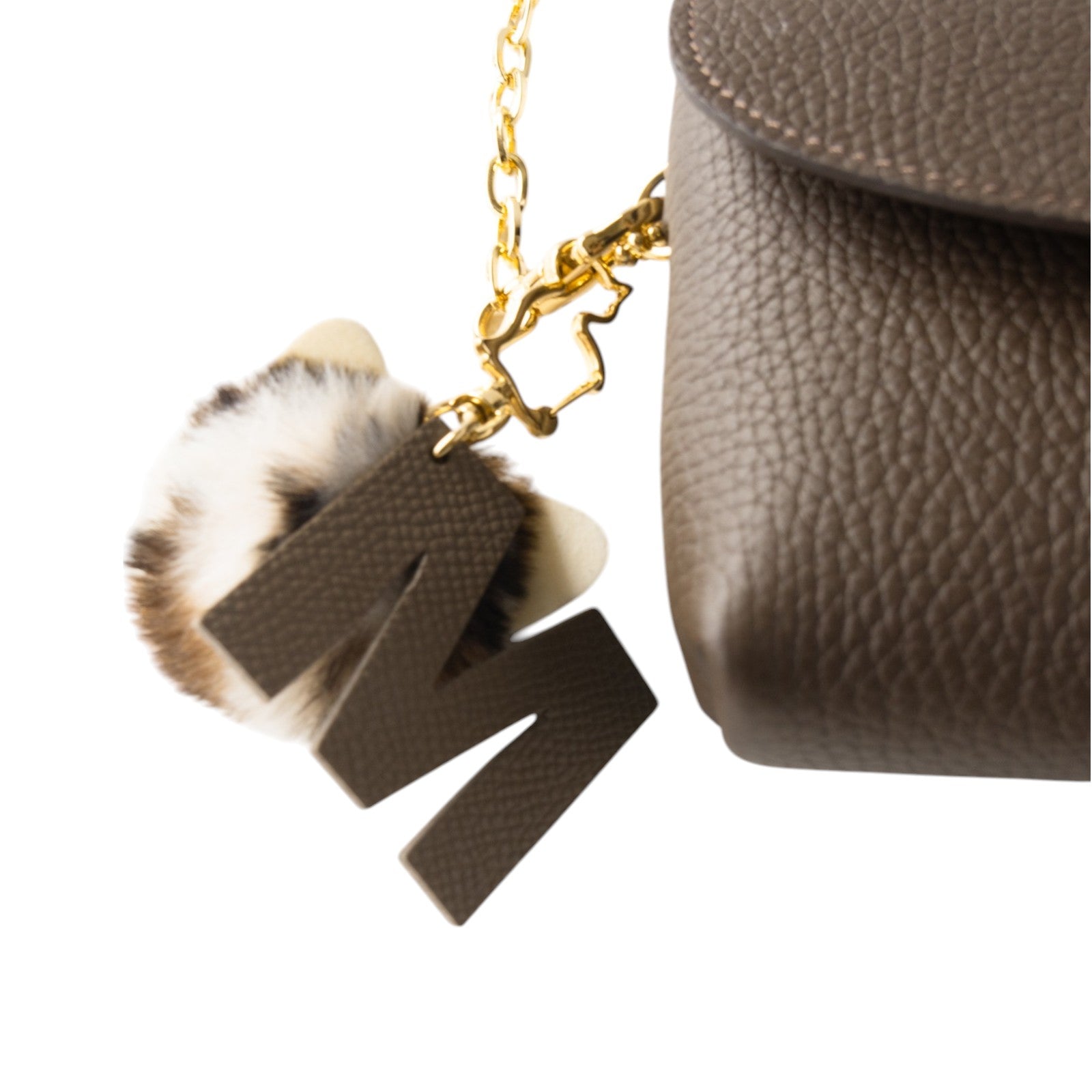 Fluffy Initial Meow Holder / Etoupe