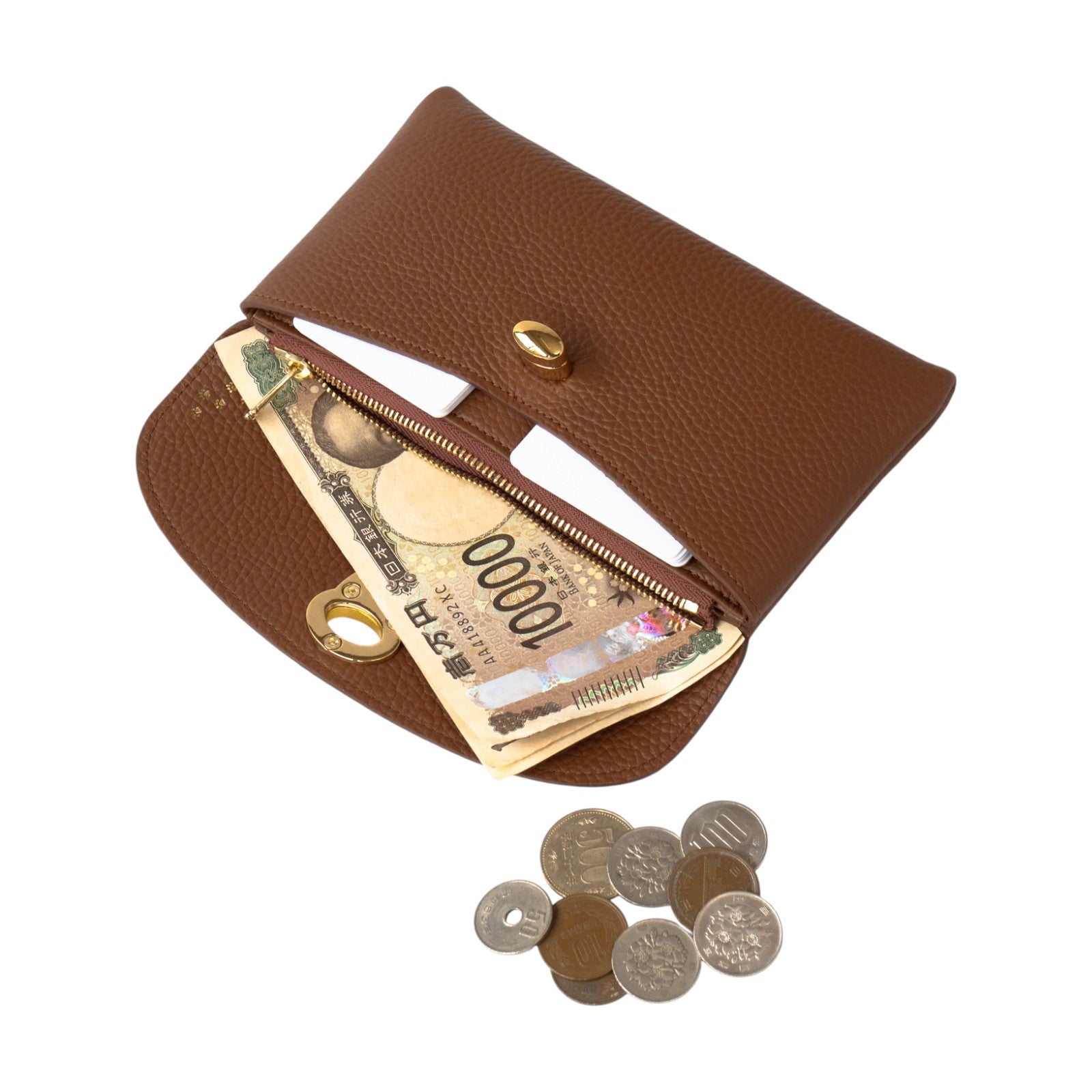 フラップウォレット・フルーニャ ロング キュイール・マッシュ / キャメル