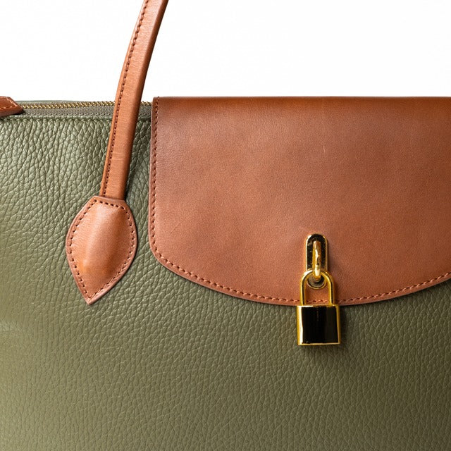 【おつとめ品セール】クロシェットA4トート キュイール・マッシュ/オリーブ