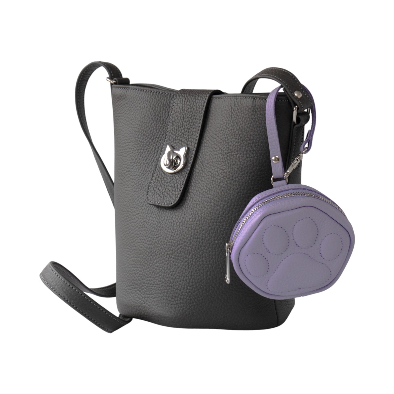 PAWチャームポーチ キュイール マッシュ / ラベンダー