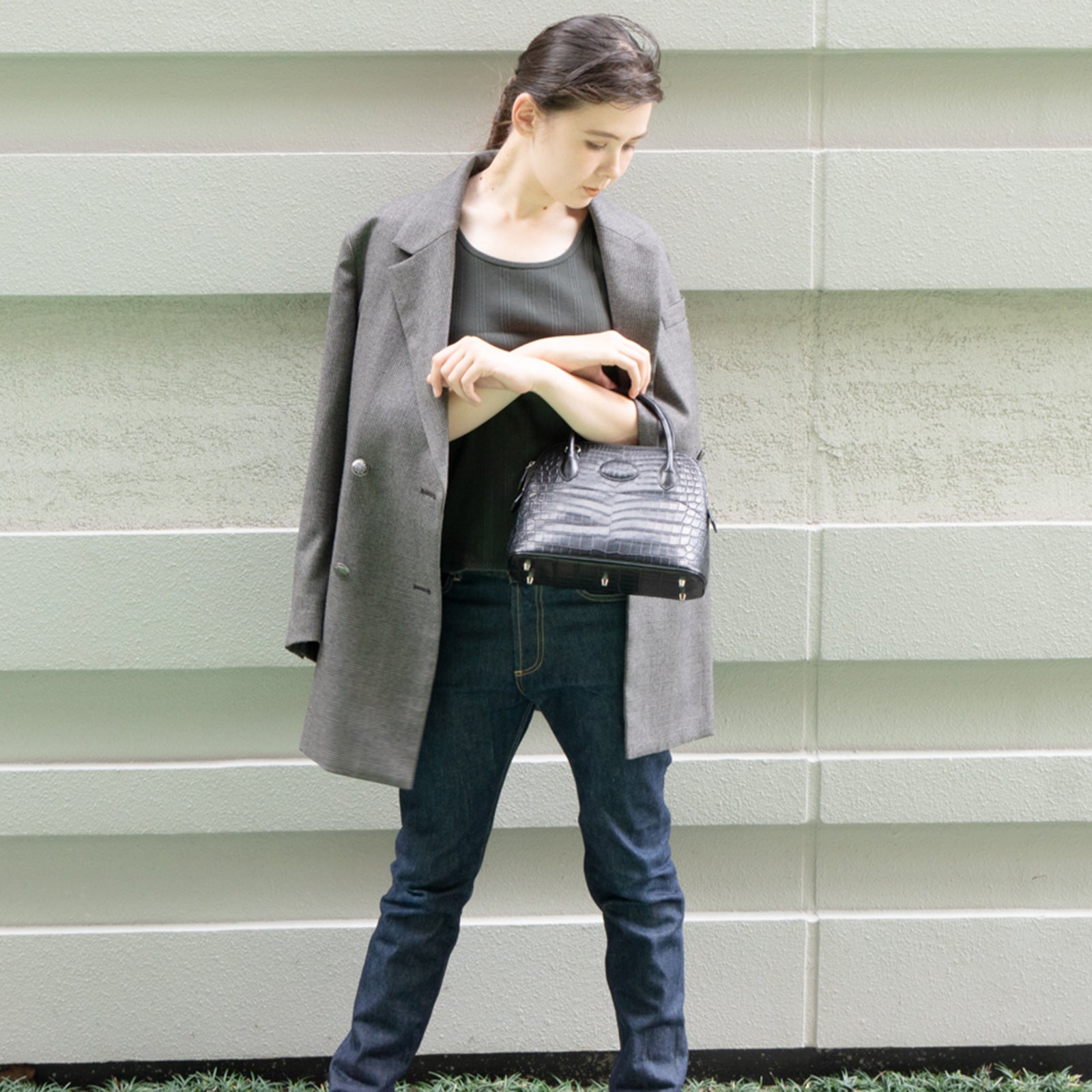 【おつとめ品セール】ハンドバッグ・ルーチェ25 クロコダイル / ブラック