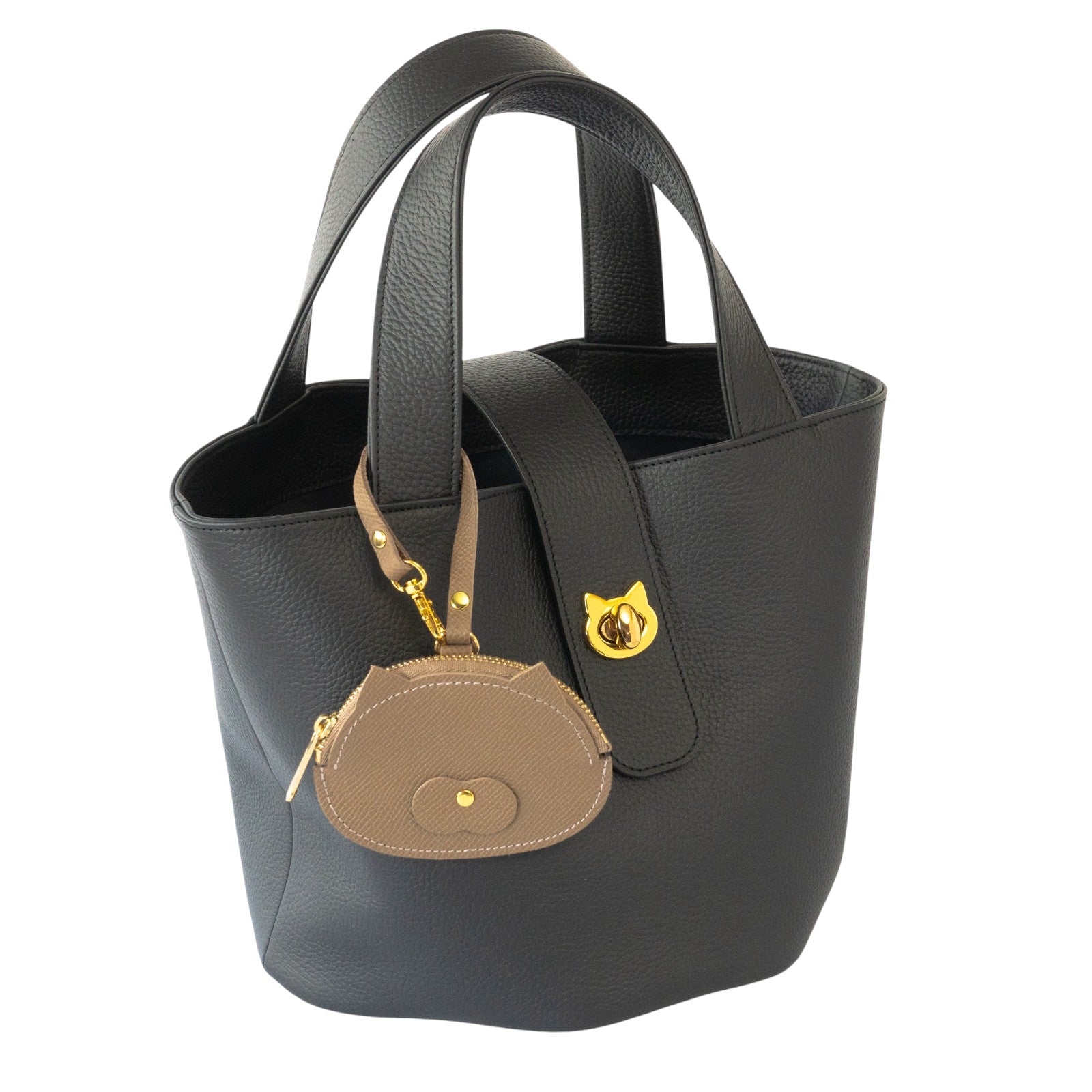 Nyan Face Coin Purse - Veau Epsom / Étoupe