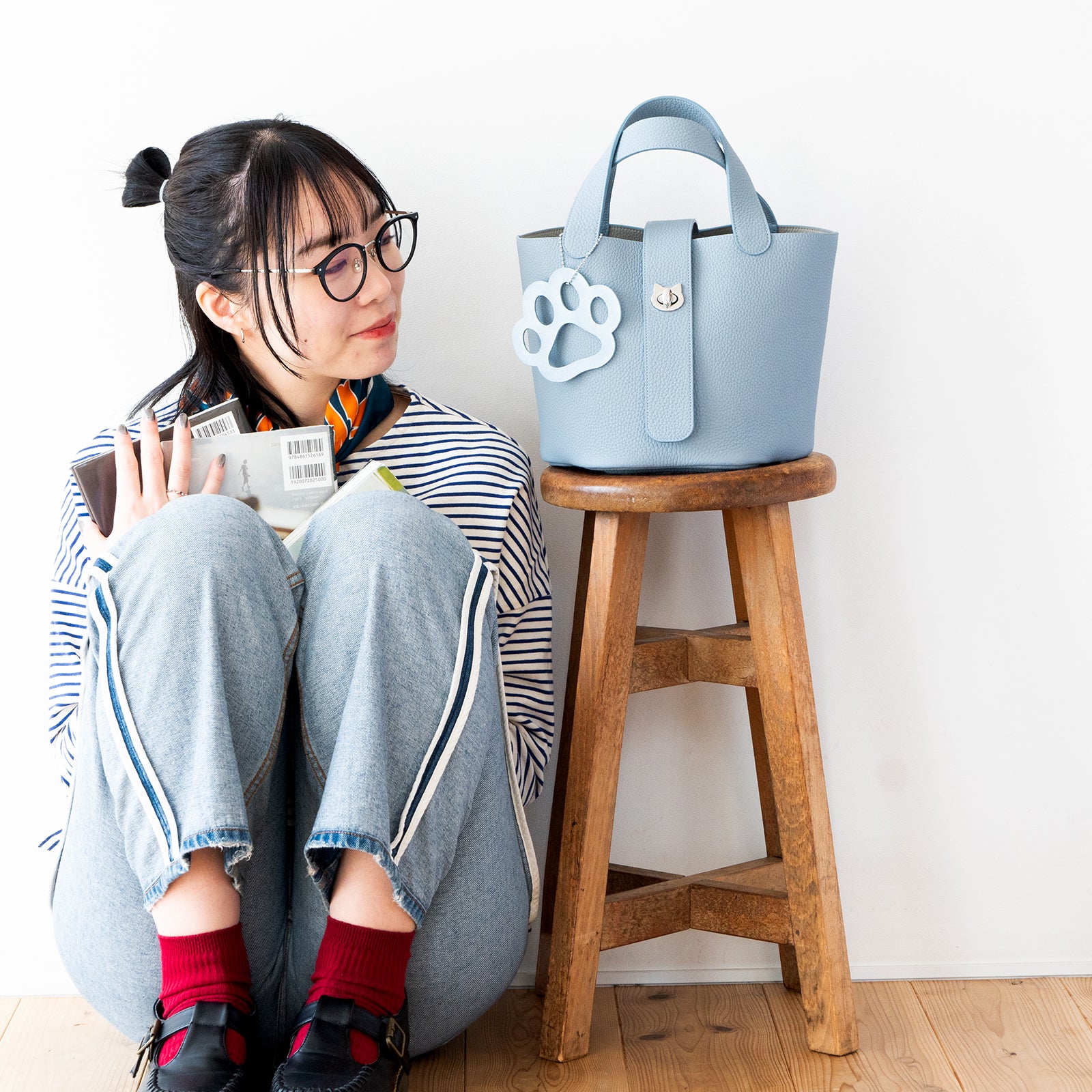 【1点限定 】バゲットバッグ PAW (パウ) 肉球チャーム付き トリヨンクレマンス / フィヨルド