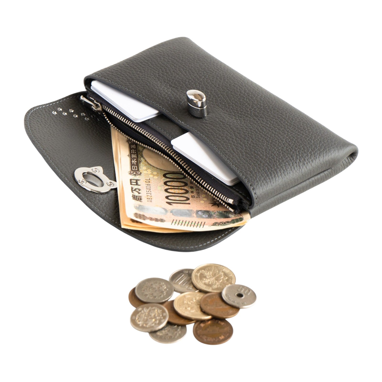 Flap Wallet Furnya Long Cuir Mache / Graphite