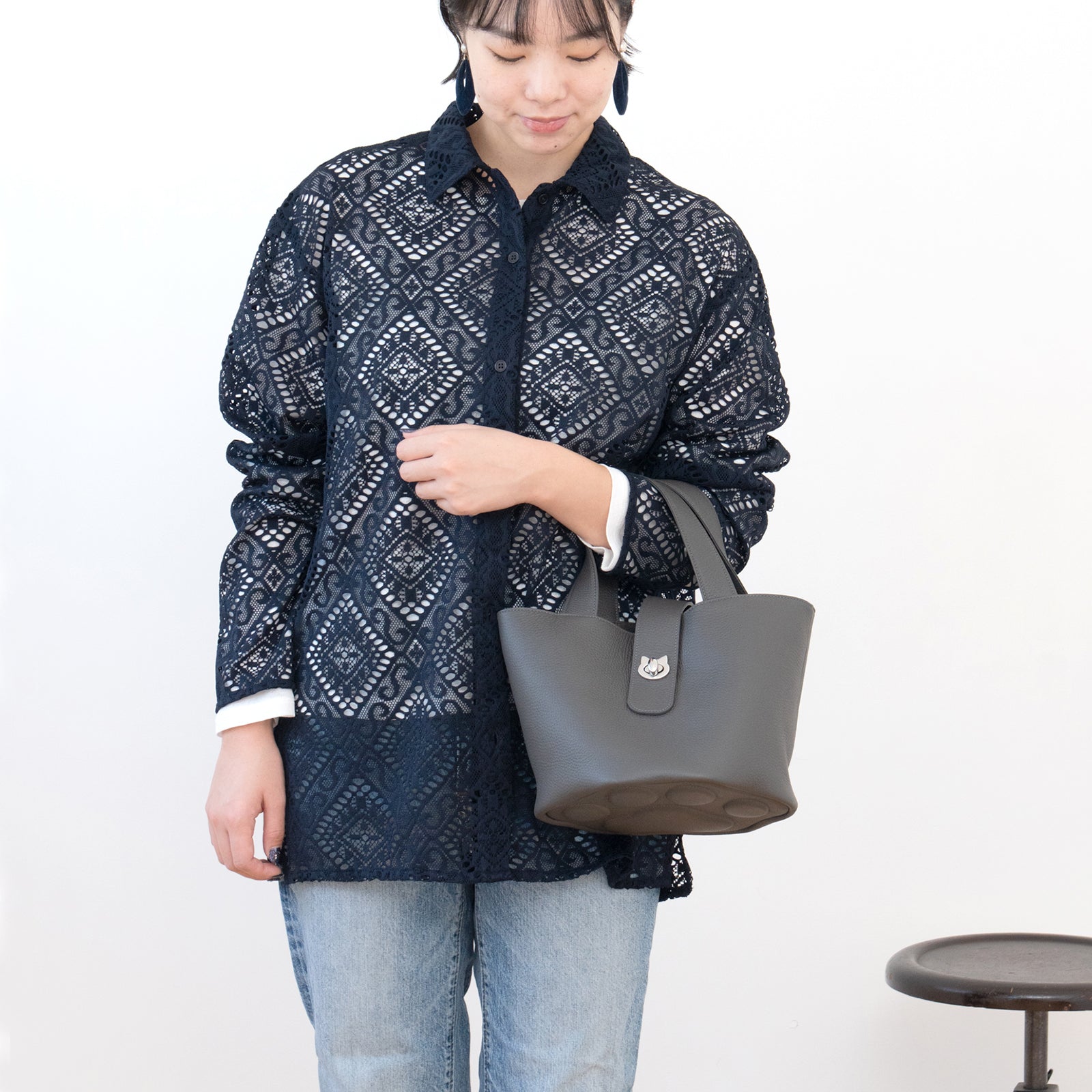 PAW Cuir Mache Bucket Bag in Graphite