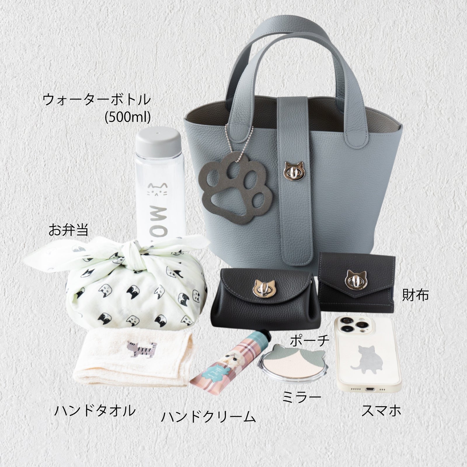 Limited Quantity: PAW Baguette Bag with Paw Print Charm in Taurillon Clemence/Ice Grey