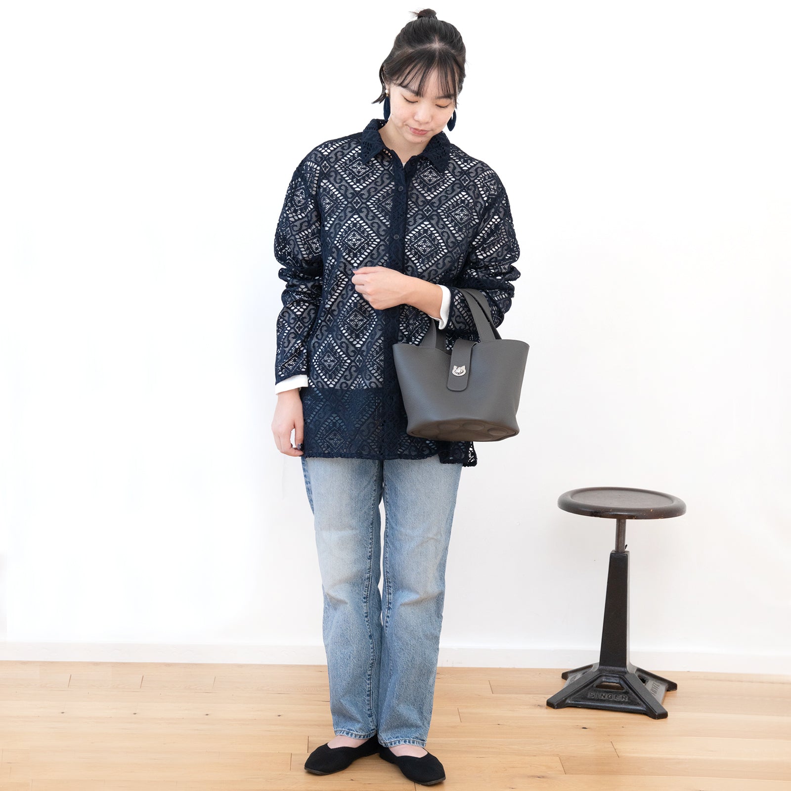 PAW Cuir Mache Bucket Bag in Graphite